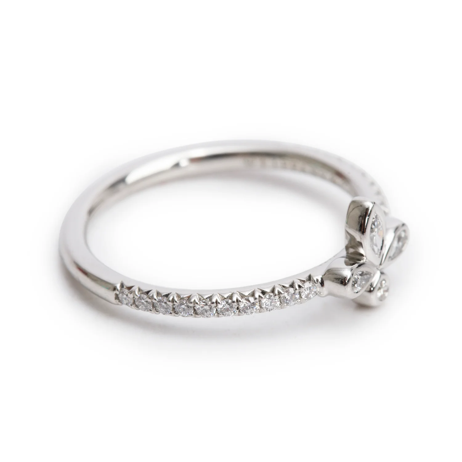 Tiffany & Co. Platinum Diamond Fleur de Lis Ring, Size 5 w/ Box - Image 4