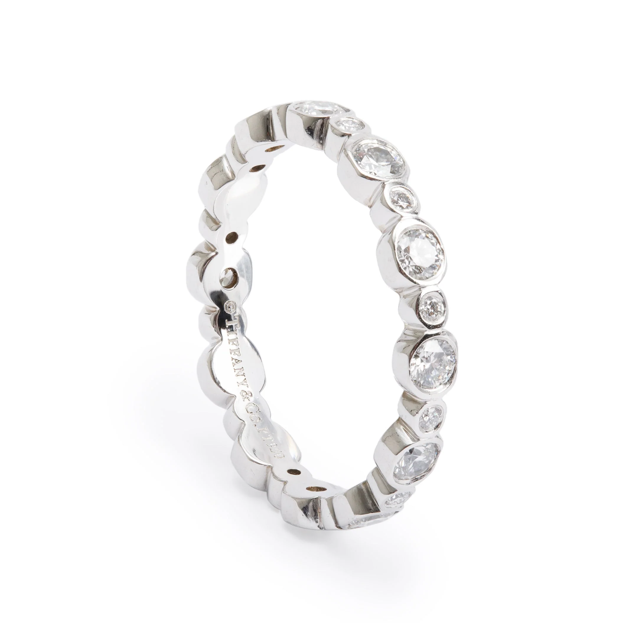 Tiffany & Co. Platinum Diamond Jazz Eternity Band Ring, Size 4.75 - Image 2
