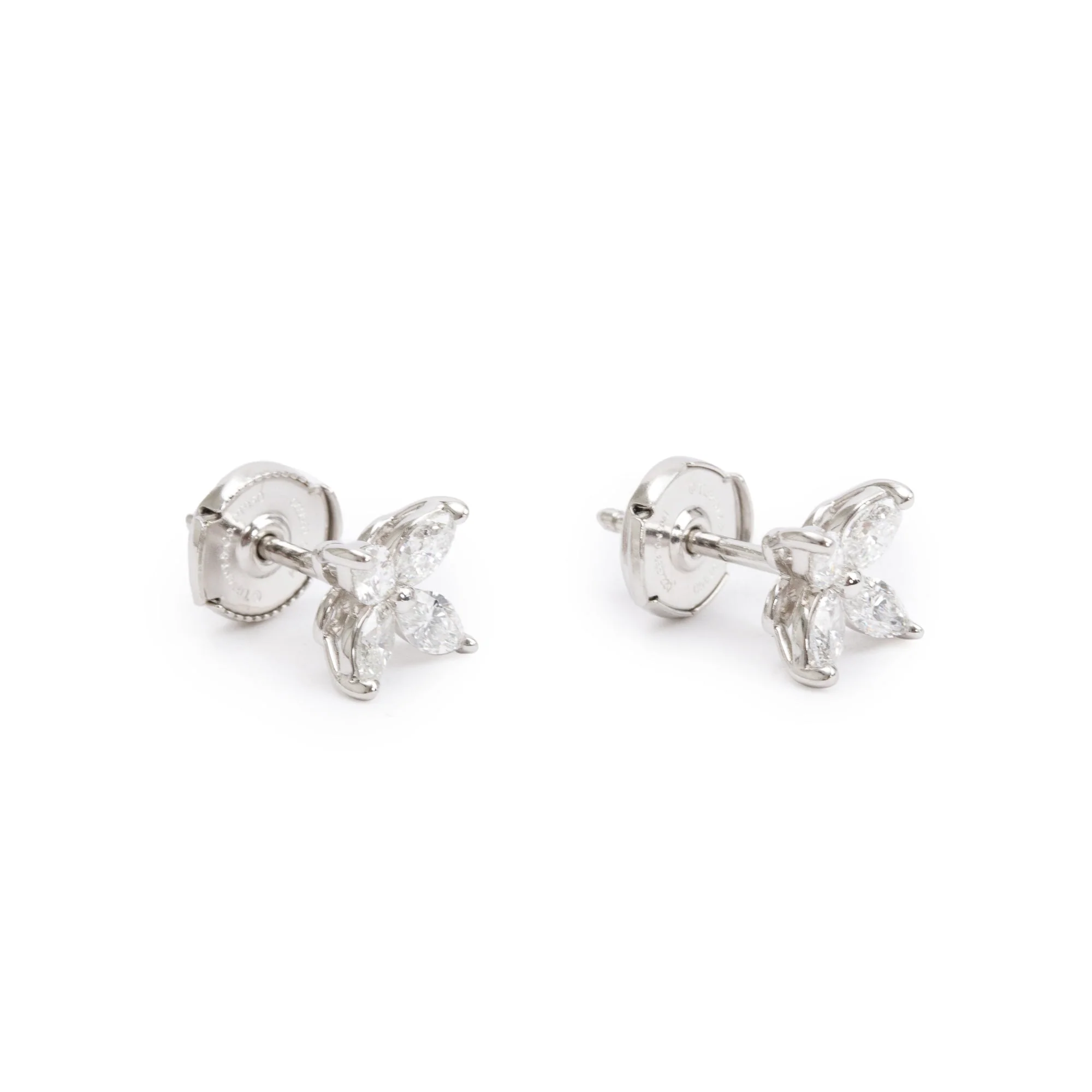 Tiffany & Co. Platinum Diamond Small Victoria Earrings w/ Receipt - Image 3