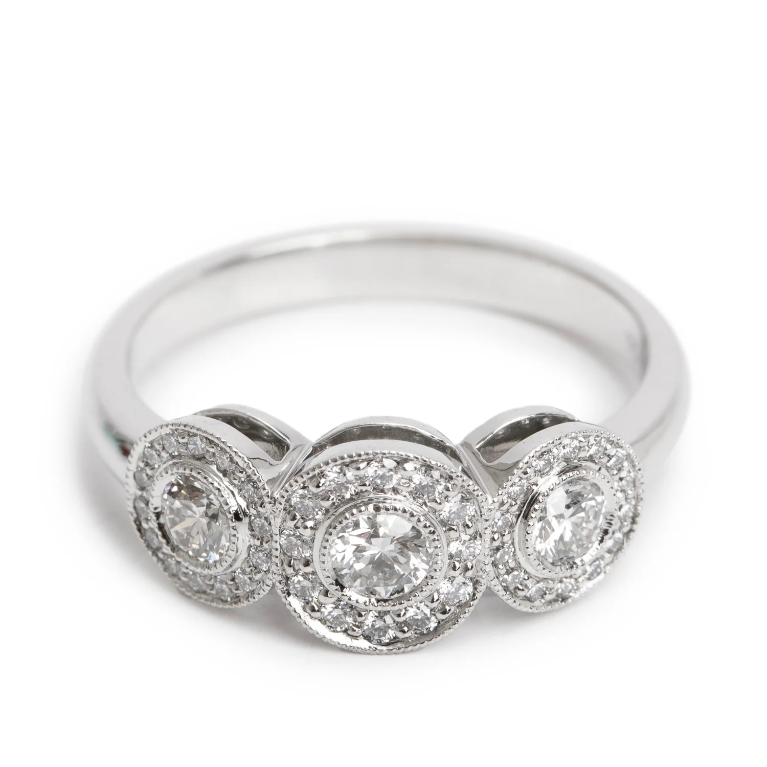 Tiffany & Co. Platinum Diamond Three-Stone Circlet Ring, Size 8 w/ Box - Image 3