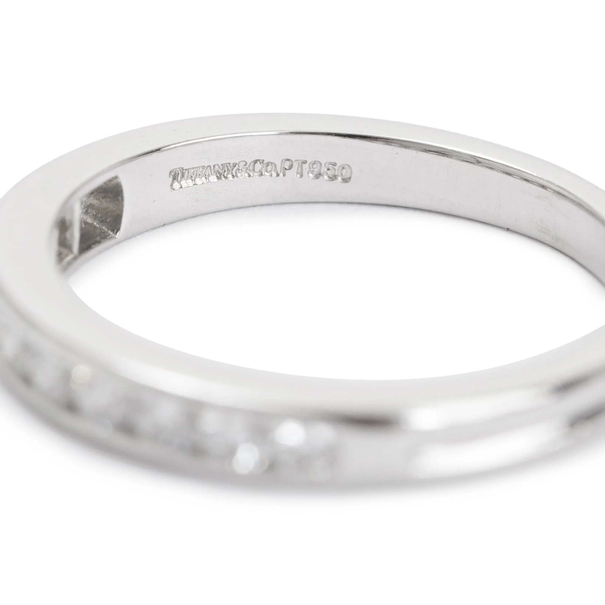 Tiffany & Co. Platinum Half-Circle Diamond 3 MM Wedding Band Ring, Size 8 - Image 2