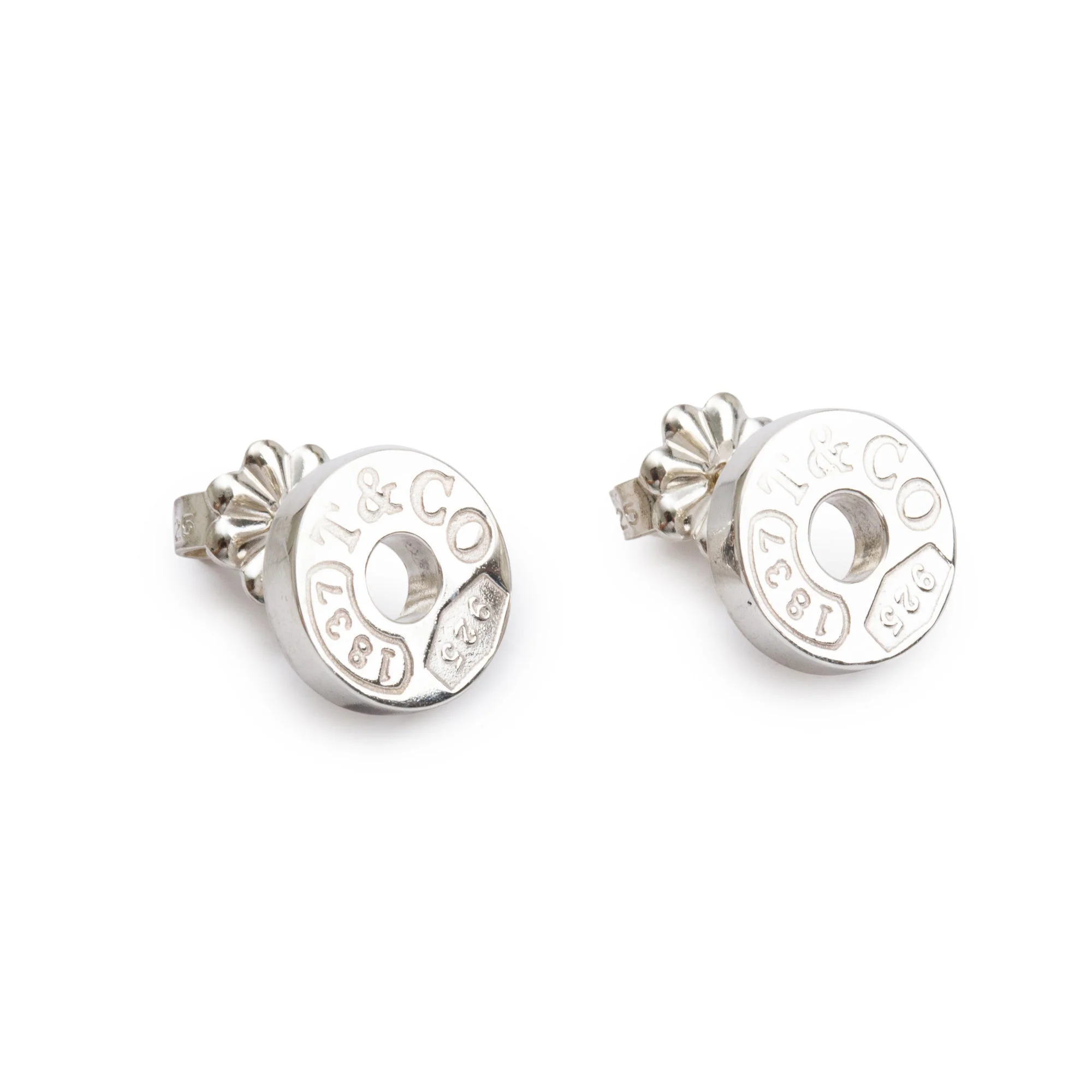 Tiffany & Co. Sterling Silver 1837 Circle Stud Earrings - Image 2