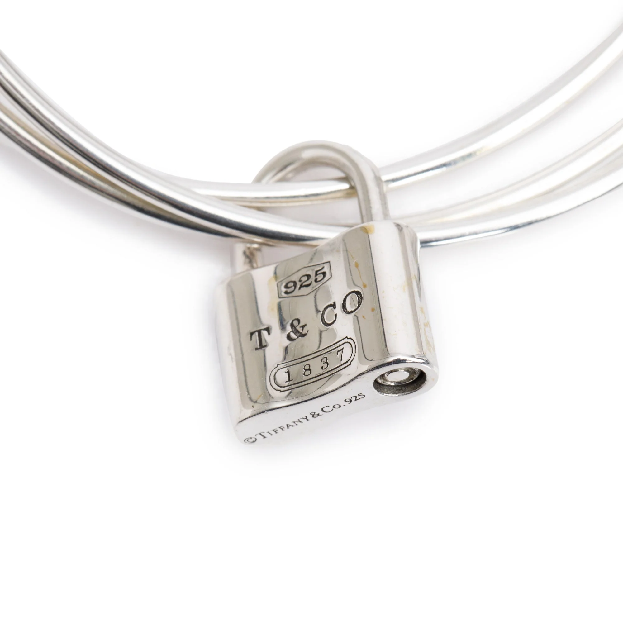 Tiffany & Co. Sterling Silver 1837 Lock Triple Bangle Bracelet - Image 2