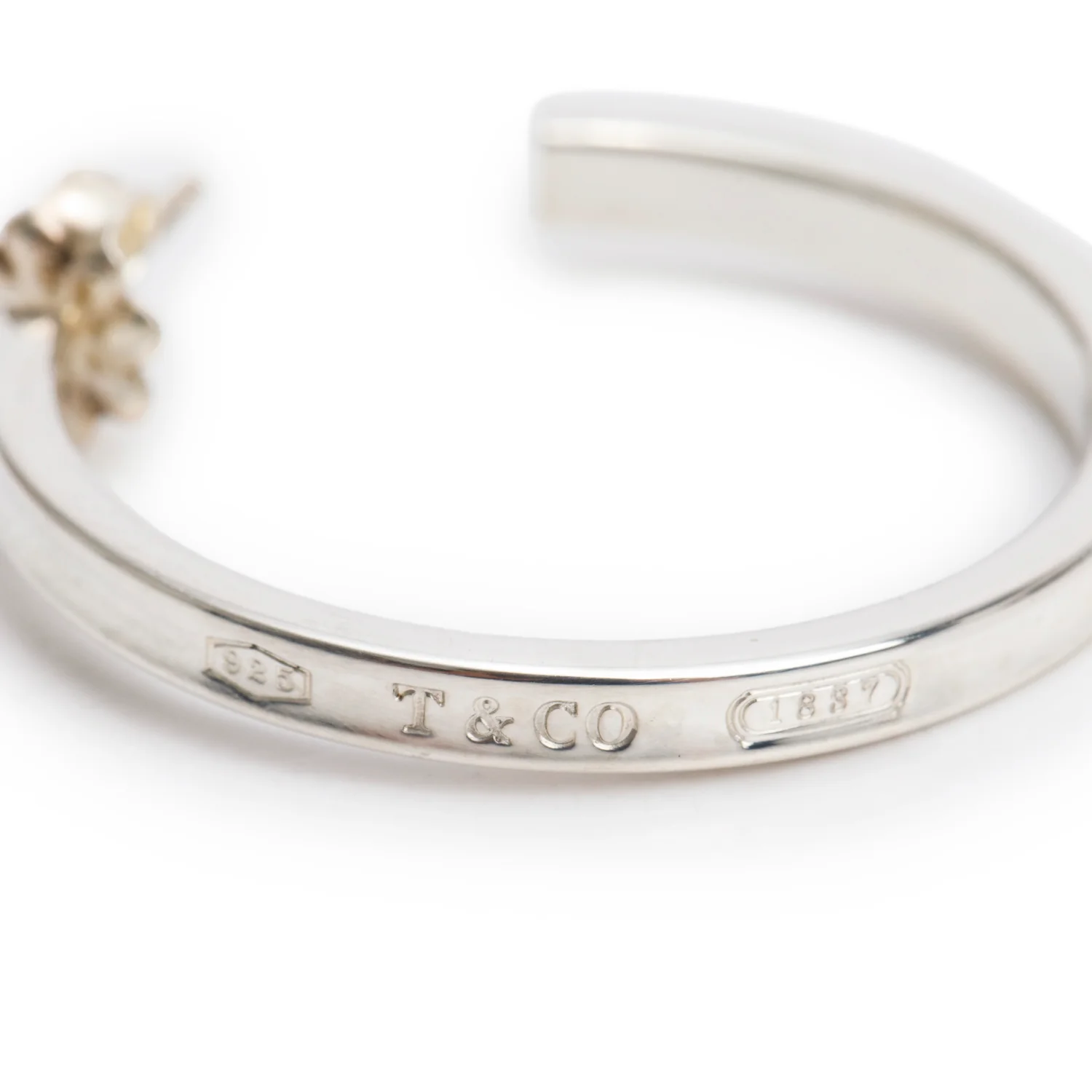 Tiffany & Co. Sterling Silver 1837 Medium Narrow Hoop Earrings - Image 3