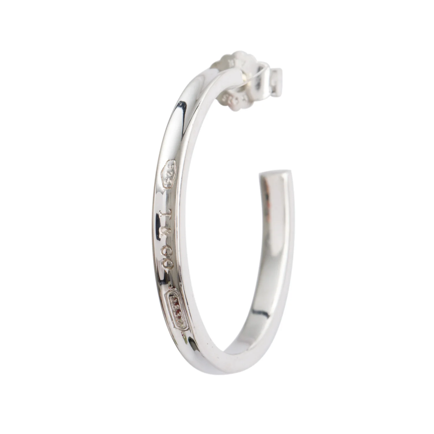 Tiffany & Co. Sterling Silver 1837 Medium Narrow Hoop Earrings - Image 2