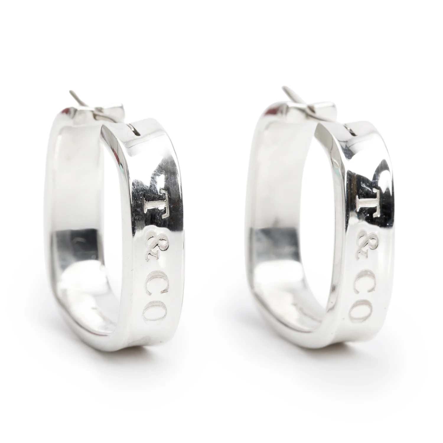 Tiffany & Co. Sterling Silver 1837 Medium Square Hoop Earrings - Image 2