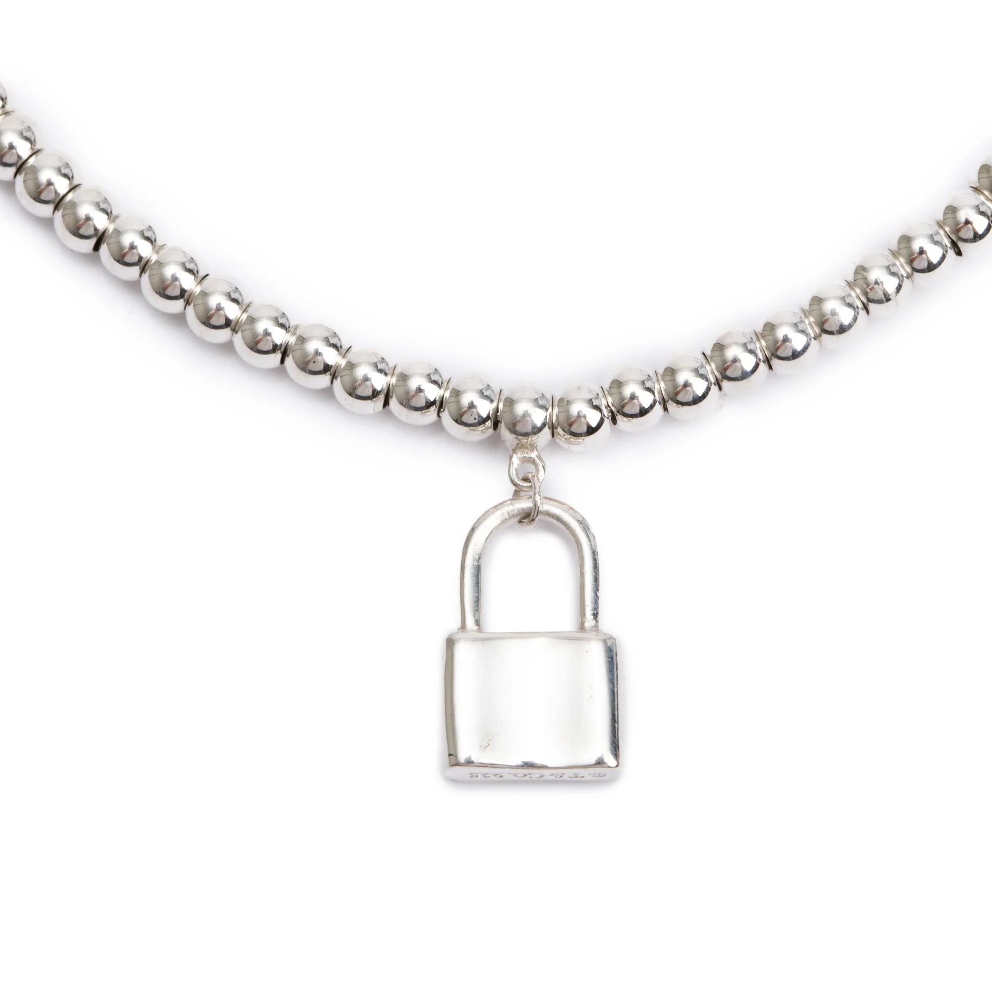 Tiffany & Co. Sterling Silver 1837 Mini Lock 3MM Bead Bracelet - Image 2