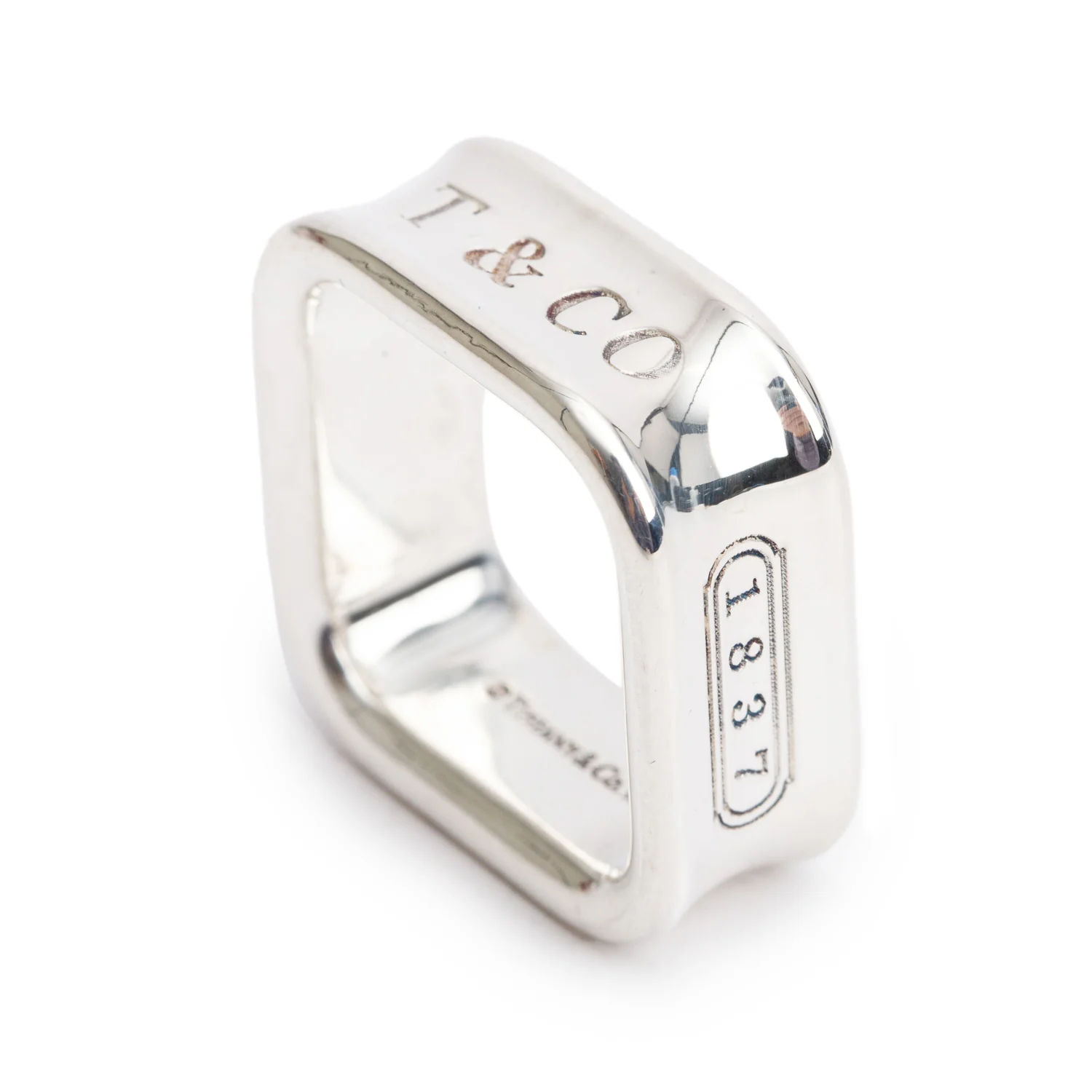 Tiffany & Co. Sterling Silver 1837 Square Ring, Size 5 - Image 4