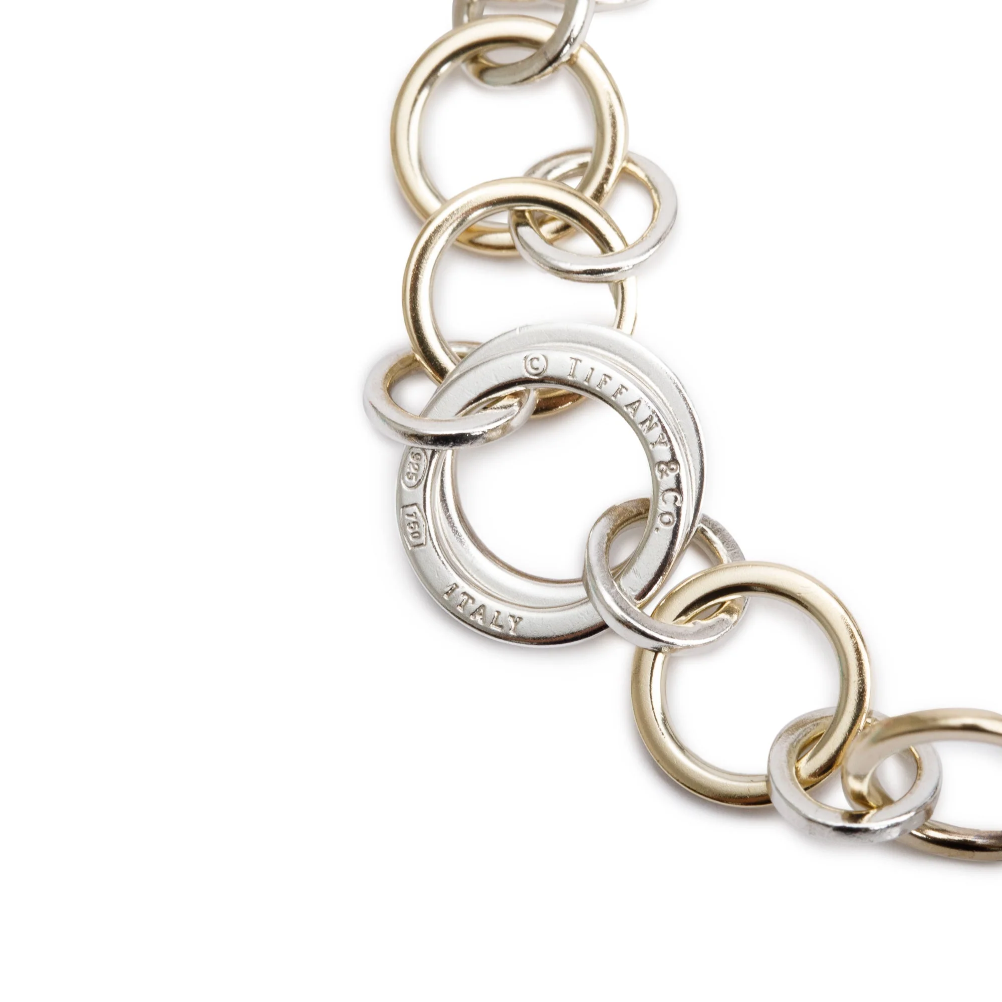Tiffany & Co. Sterling Silver & 18k Yellow Gold Circle Link Bracelet w/ Box - Image 4