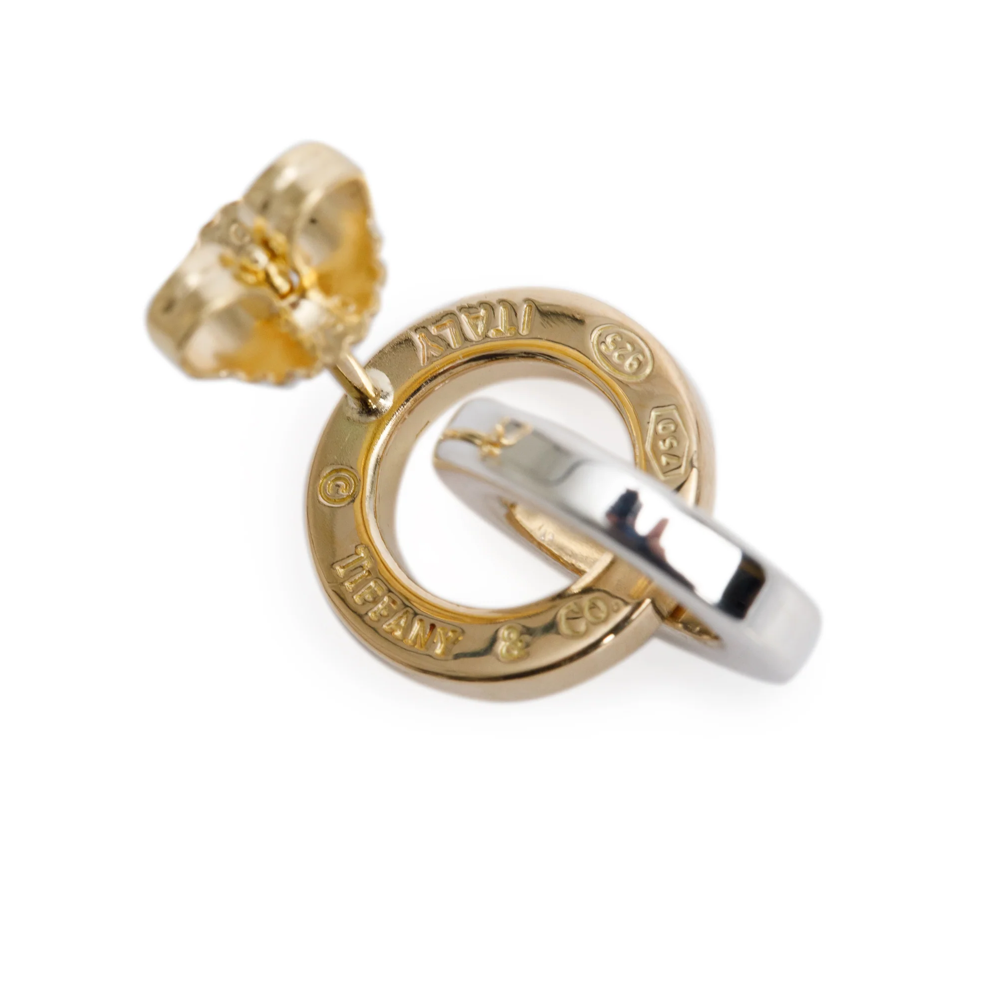 Tiffany & Co. Sterling Silver & 18k Yellow Gold Interlocking Circle Drop Earrings - Image 3