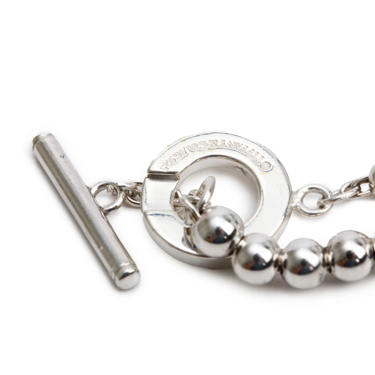 Tiffany & Co. Sterling Silver 4 MM Bead Toggle Necklace - Image 4