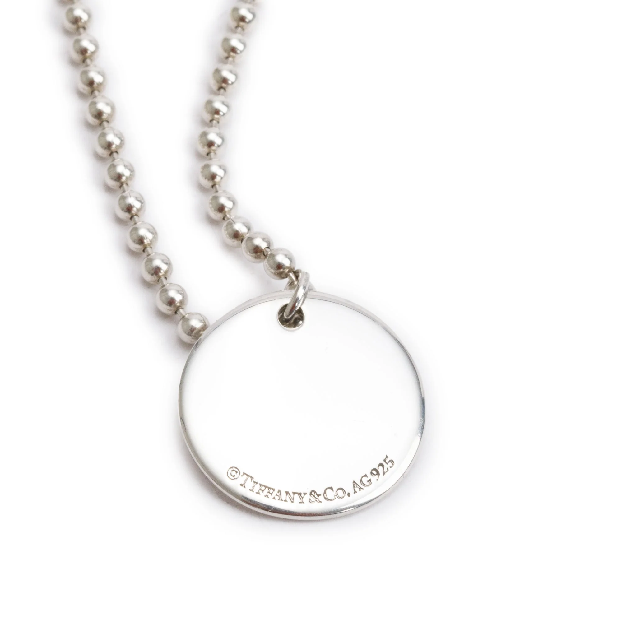 Tiffany & Co. Sterling Silver Alphabet Letter 'L' Medium Round Tag Pendant Necklace - Image 5