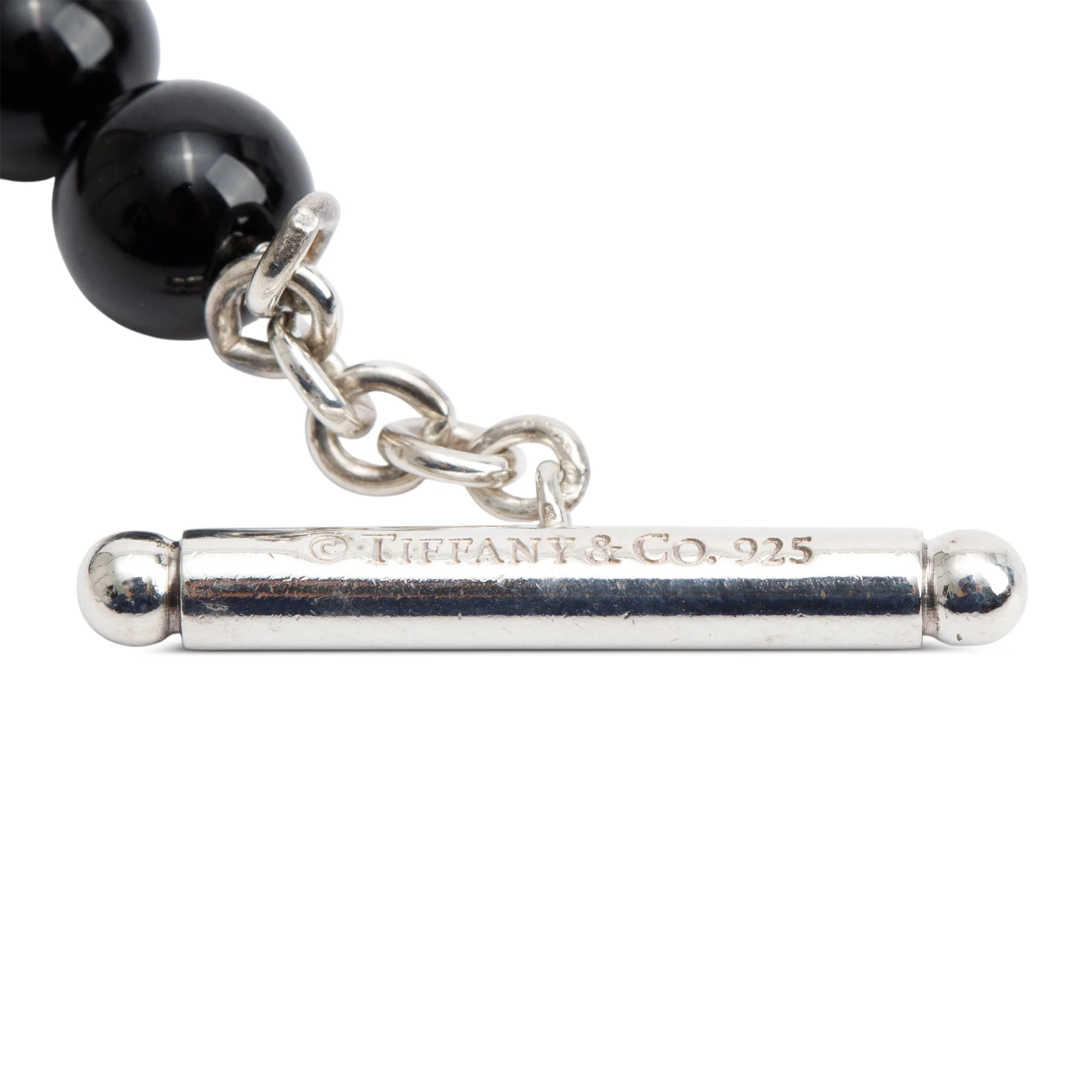 Tiffany & Co. Sterling Silver Black Onyx Bead Toggle Bracelet - Image 3