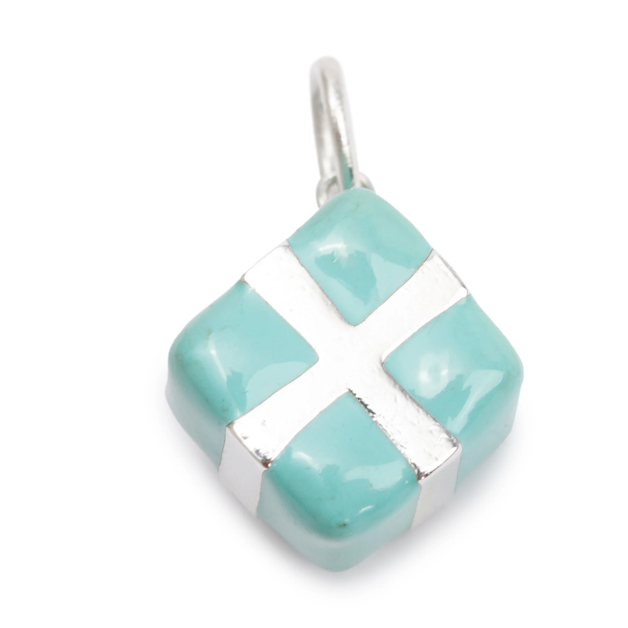 Tiffany & Co. Sterling Silver Blue Enamel Present Box Charm - Image 2