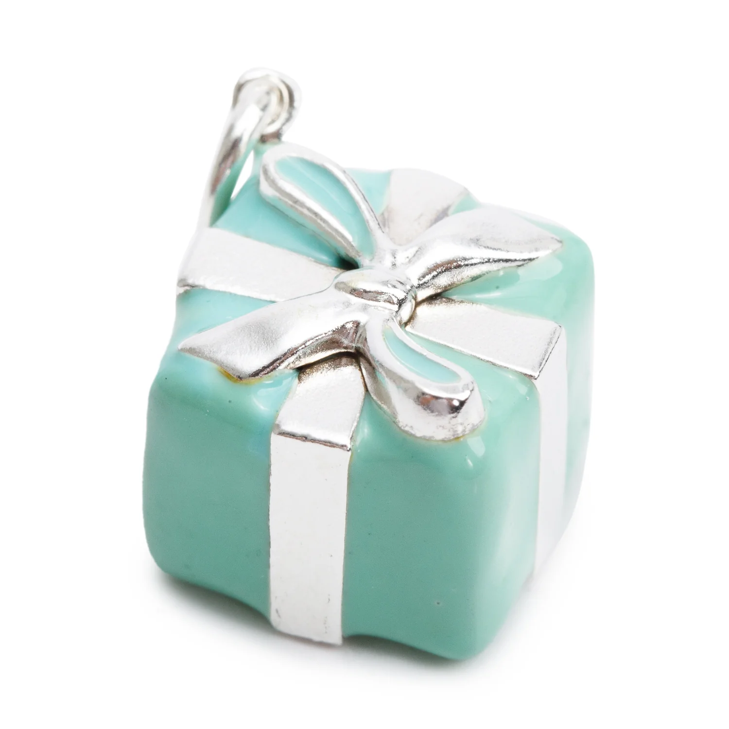 Tiffany & Co. Sterling Silver Blue Enamel Present Box Charm - Image 2
