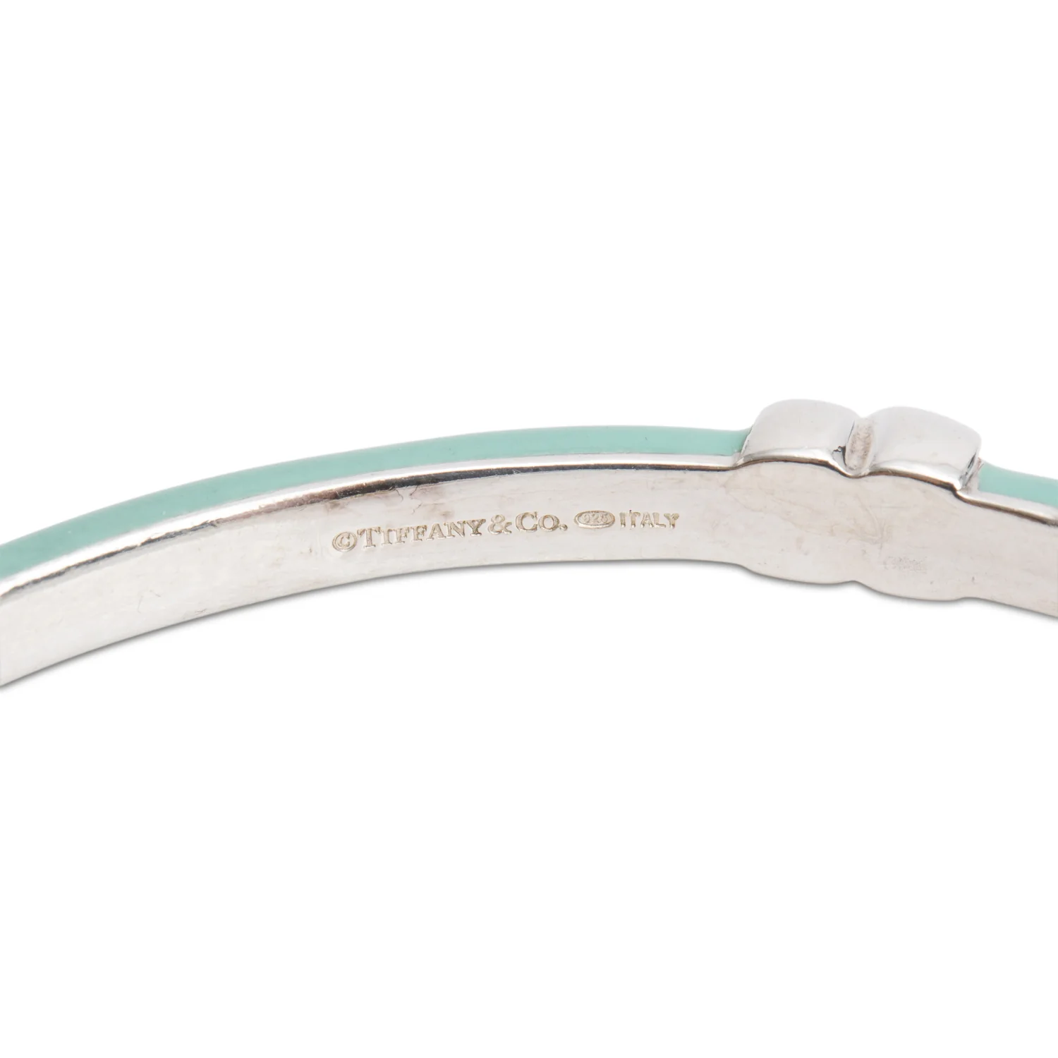 Tiffany & Co. Sterling Silver Blue Enamel X Bangle Bracelet - Image 2