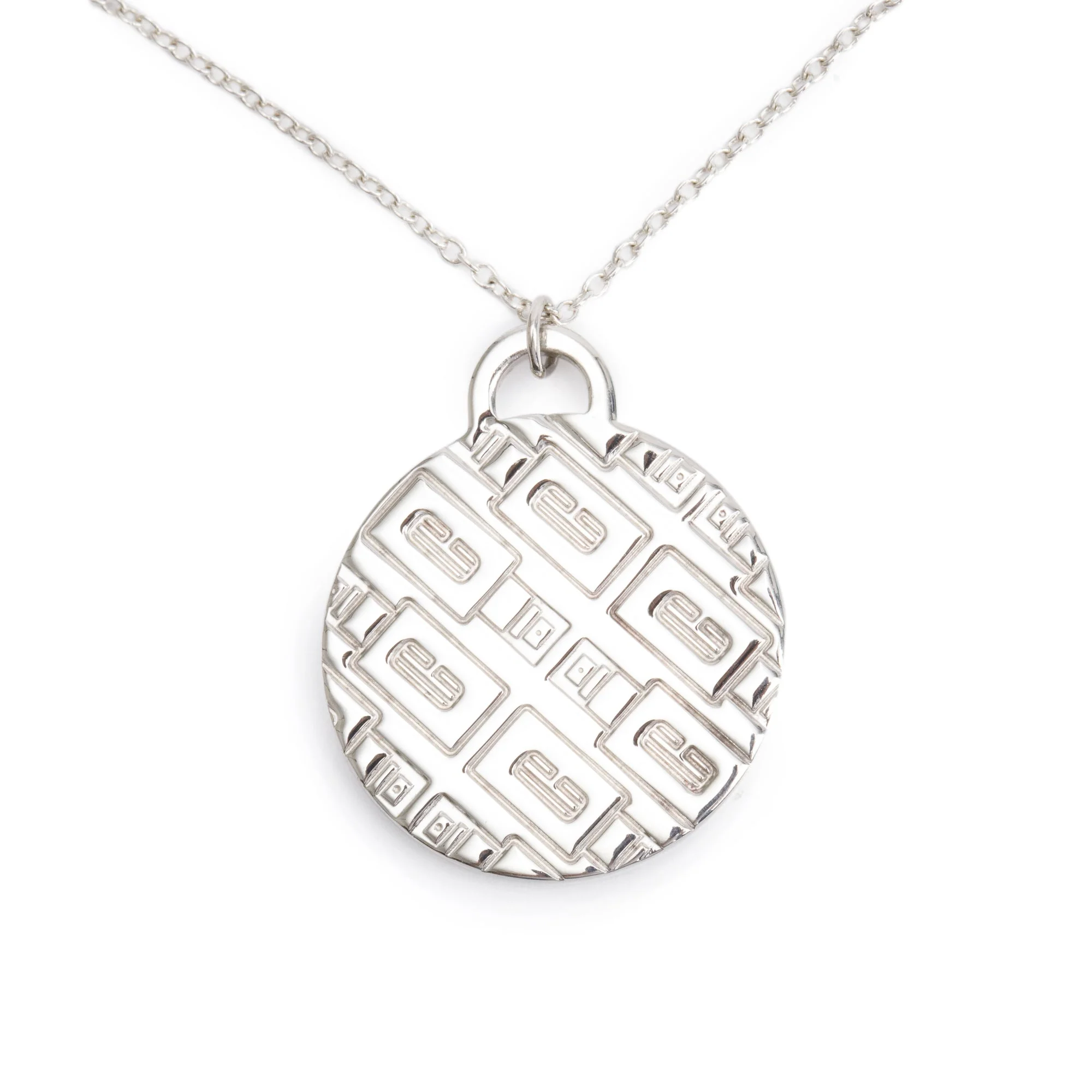 Tiffany & Co. Sterling Silver Clinique Round Pendant Necklace - Image 3