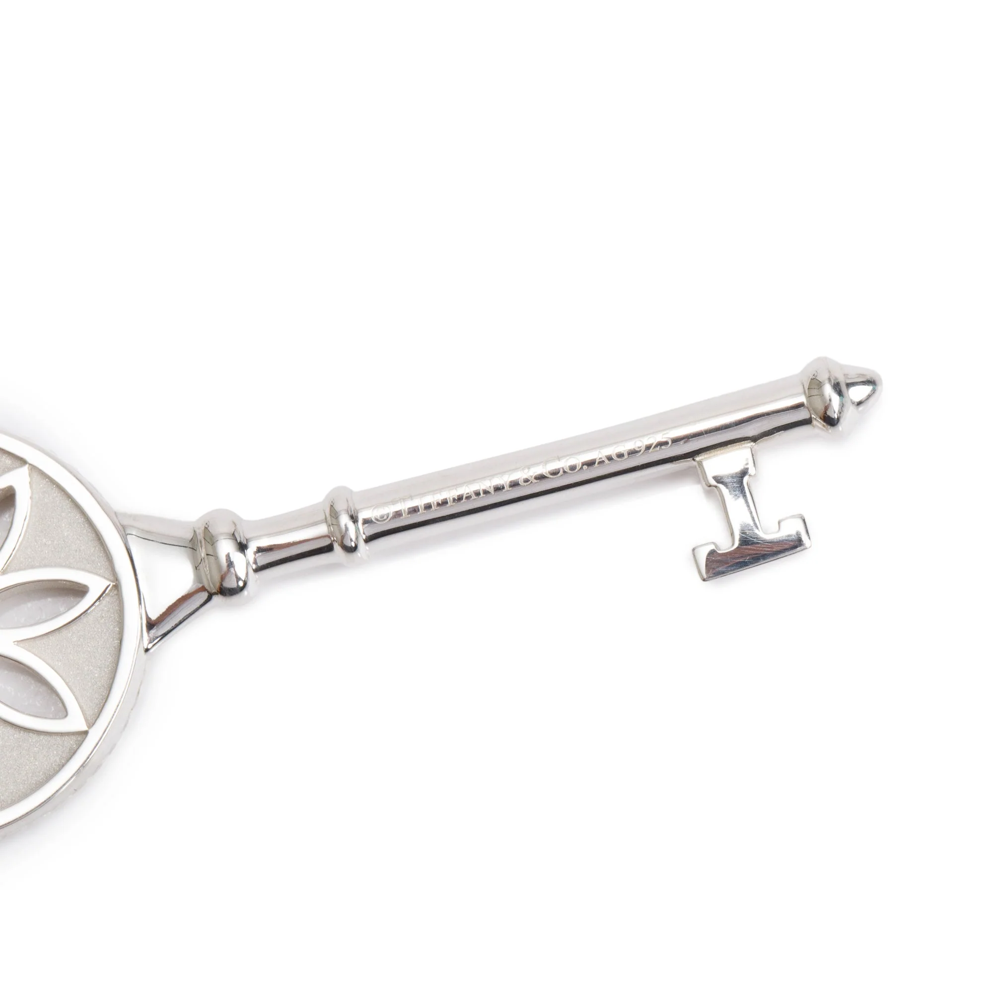 Tiffany & Co. Sterling Silver Diamond Large Daisy Key Pendant Necklace - Image 5