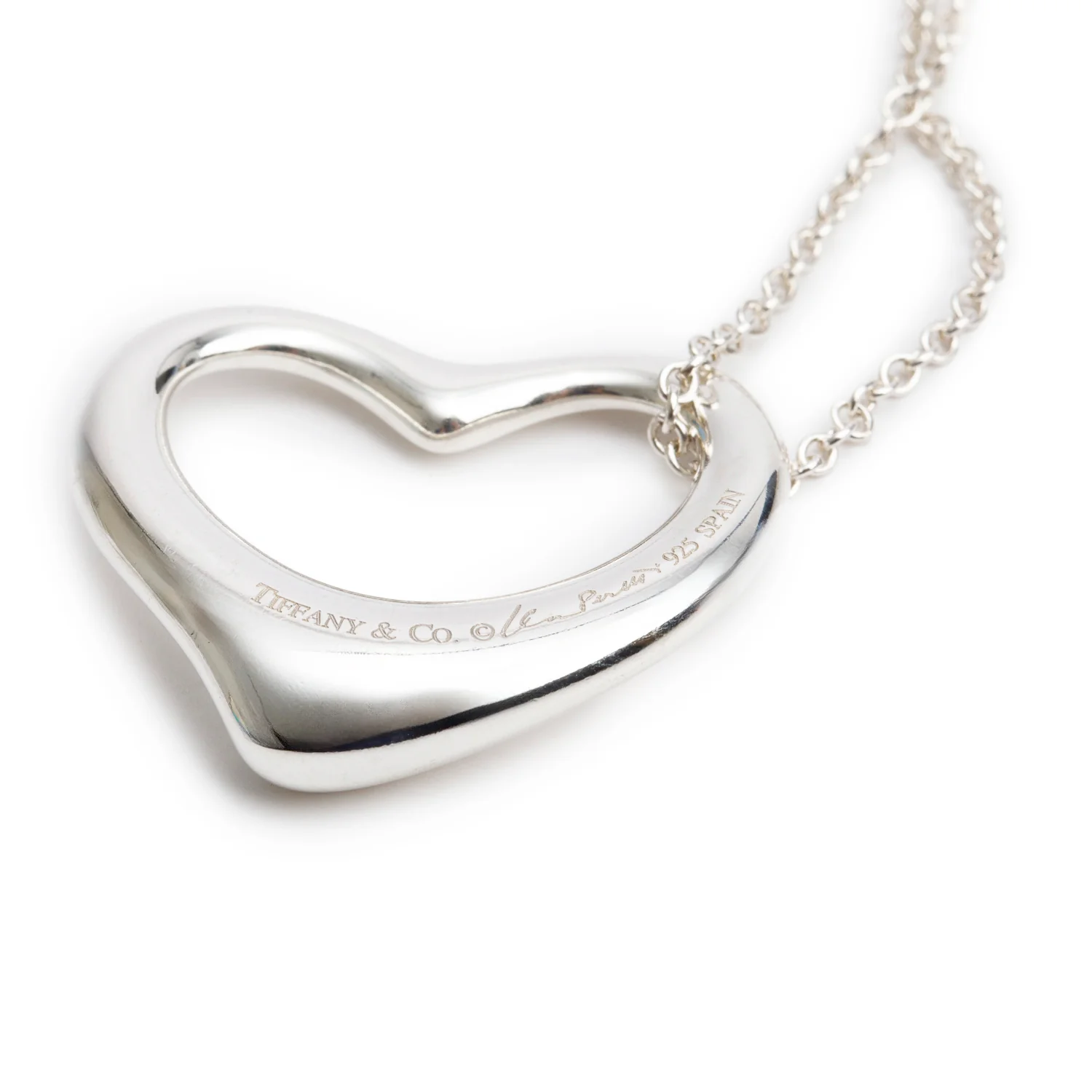 Tiffany & Co. Sterling Silver Elsa Peretti Open Heart Pendant Necklace, 27 MM - Image 4