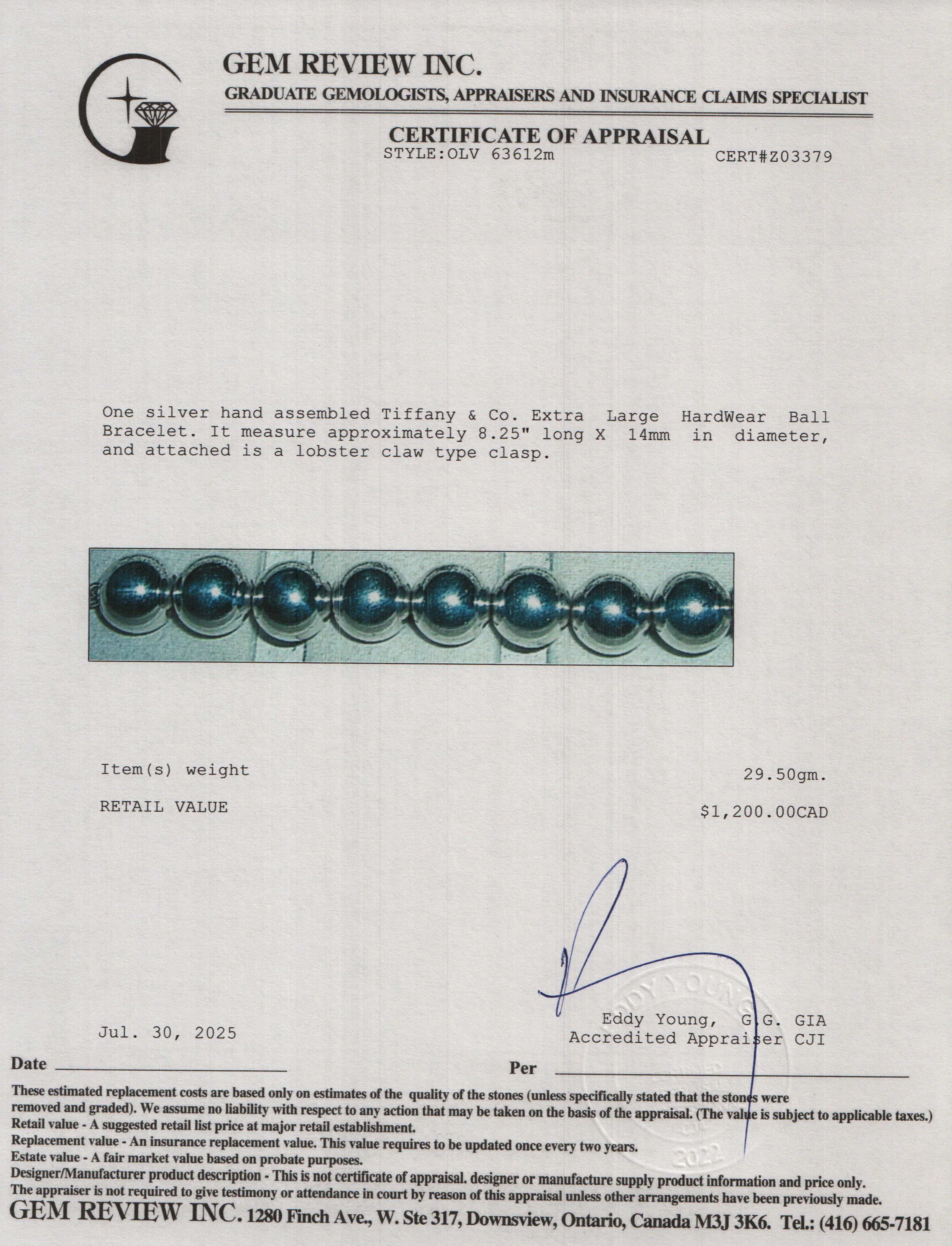 Tiffany & Co. Sterling Silver Extra Large 14 MM HardWear Ball Bracelet - Image 3