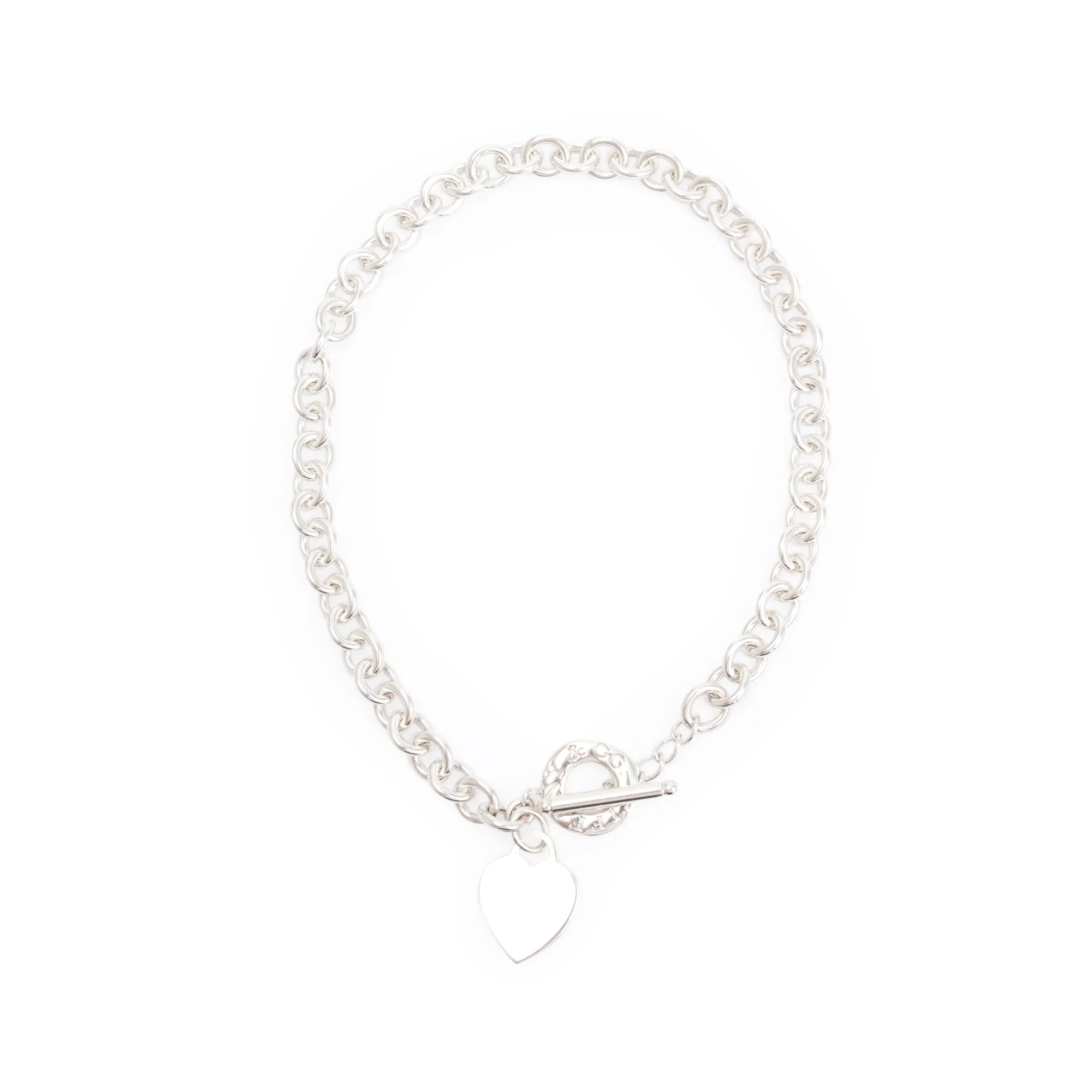 Tiffany & Co. Sterling Silver Heart Tag Necklace with Toggle Clasp