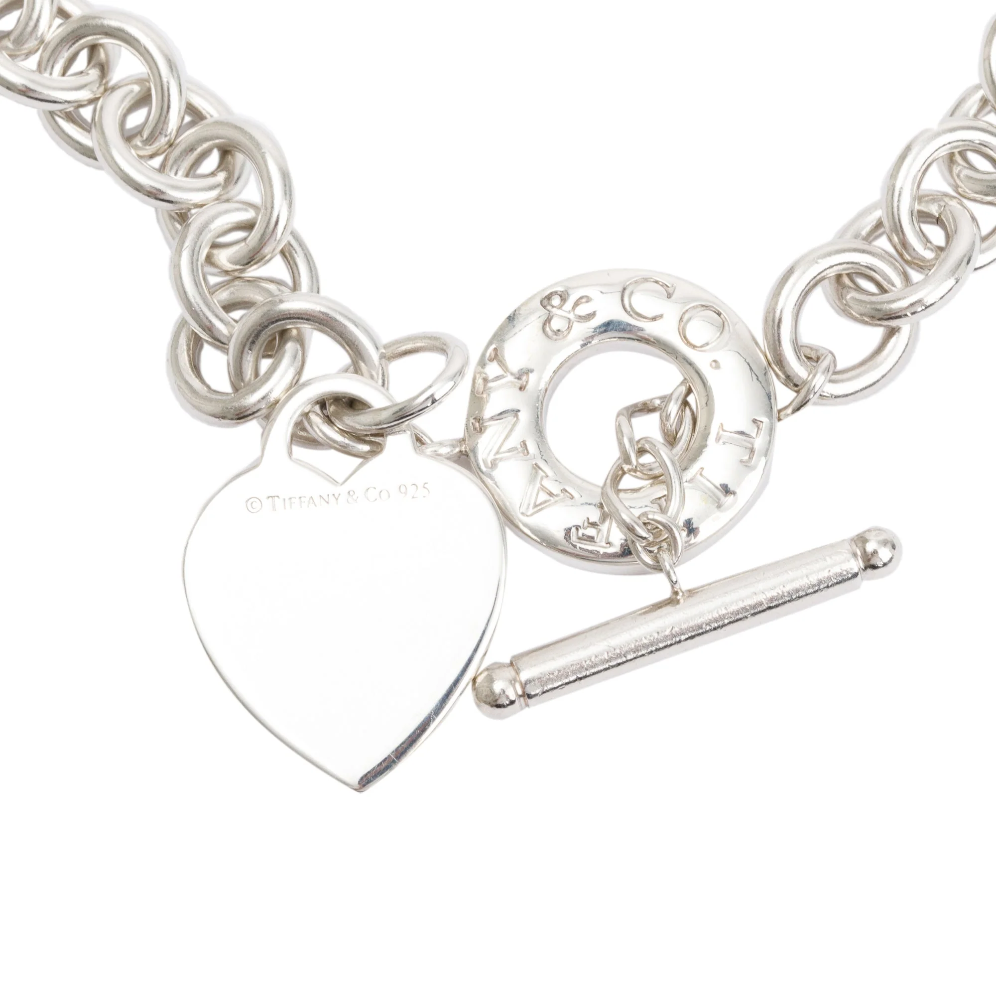 Tiffany & Co. Sterling Silver Heart Tag Necklace with Toggle Clasp - Image 4