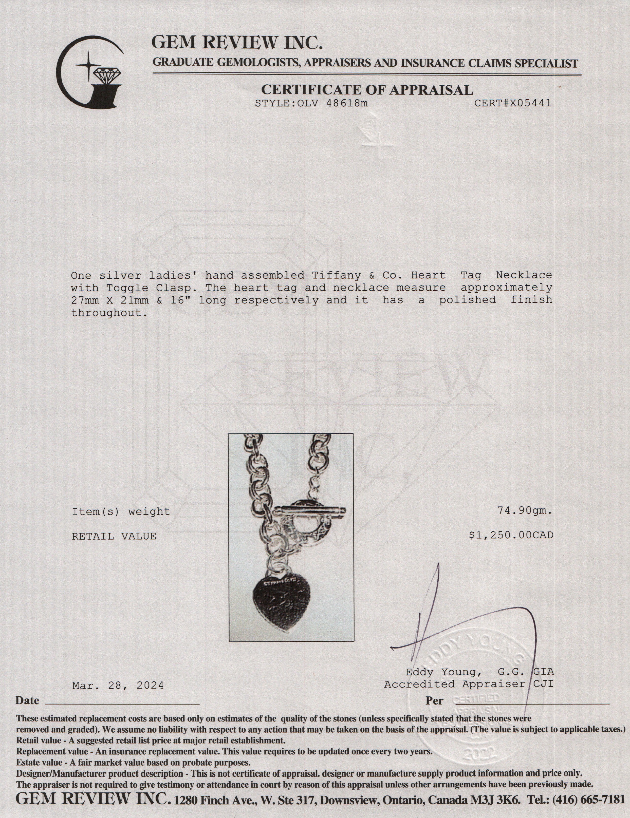 Tiffany & Co. Sterling Silver Heart Tag Necklace with Toggle Clasp - Image 5