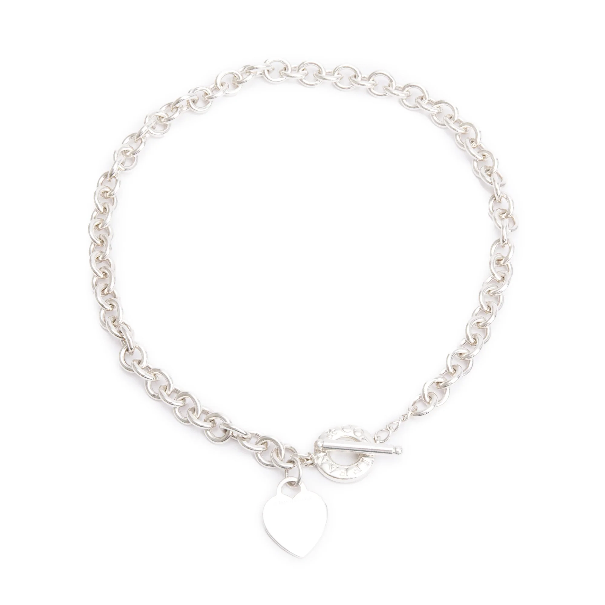Tiffany & Co. Sterling Silver Heart Tag Necklace with Toggle Clasp