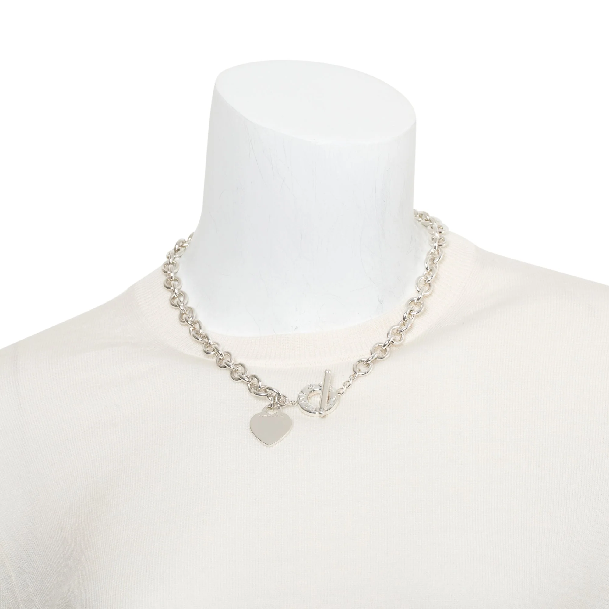 Tiffany & Co. Sterling Silver Heart Tag Necklace with Toggle Clasp - Image 2