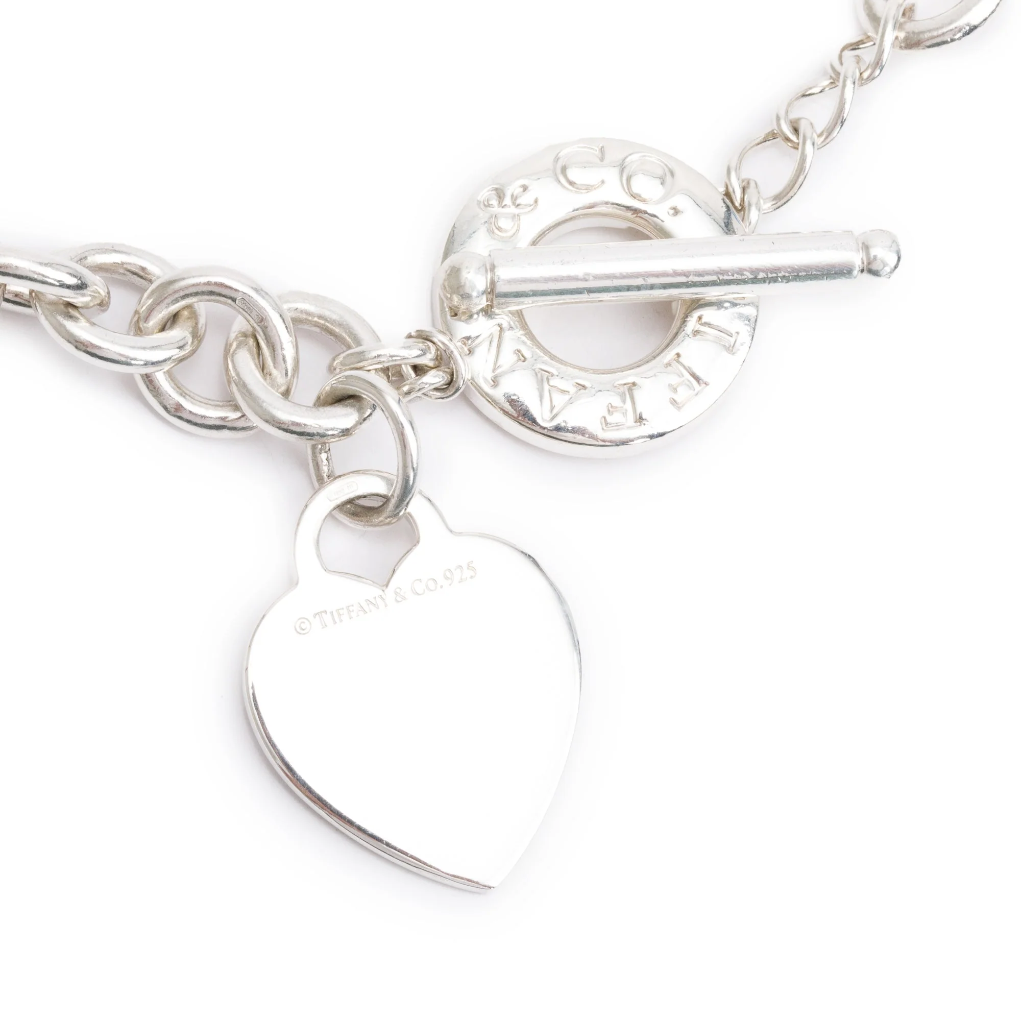 Tiffany & Co. Sterling Silver Heart Tag Necklace with Toggle Clasp - Image 3