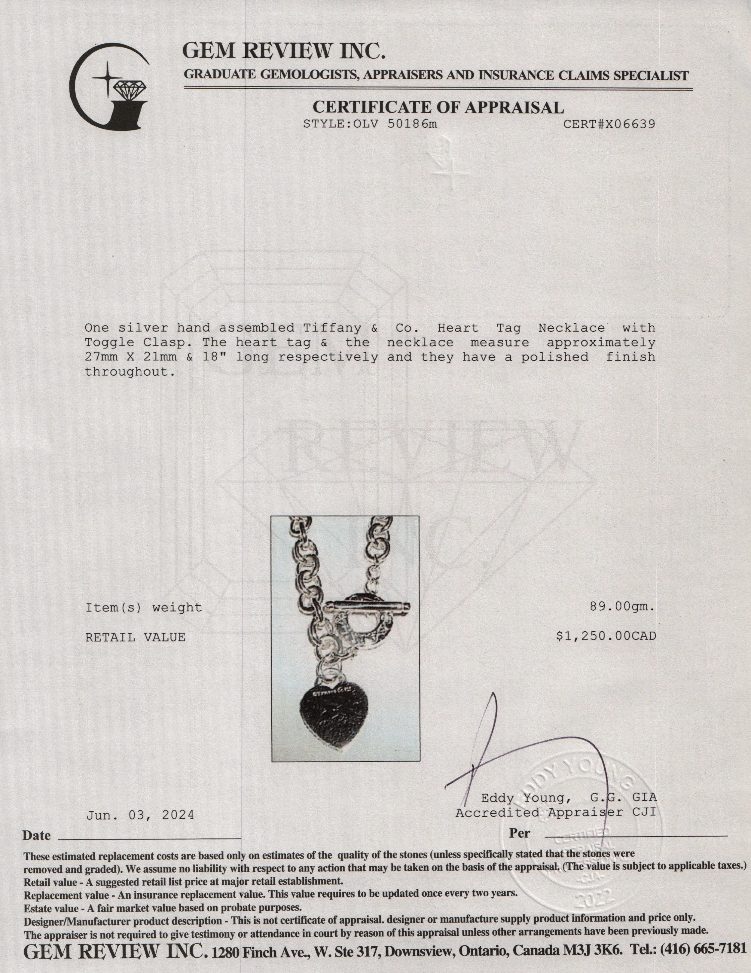 Tiffany & Co. Sterling Silver Heart Tag Necklace with Toggle Clasp - Image 4