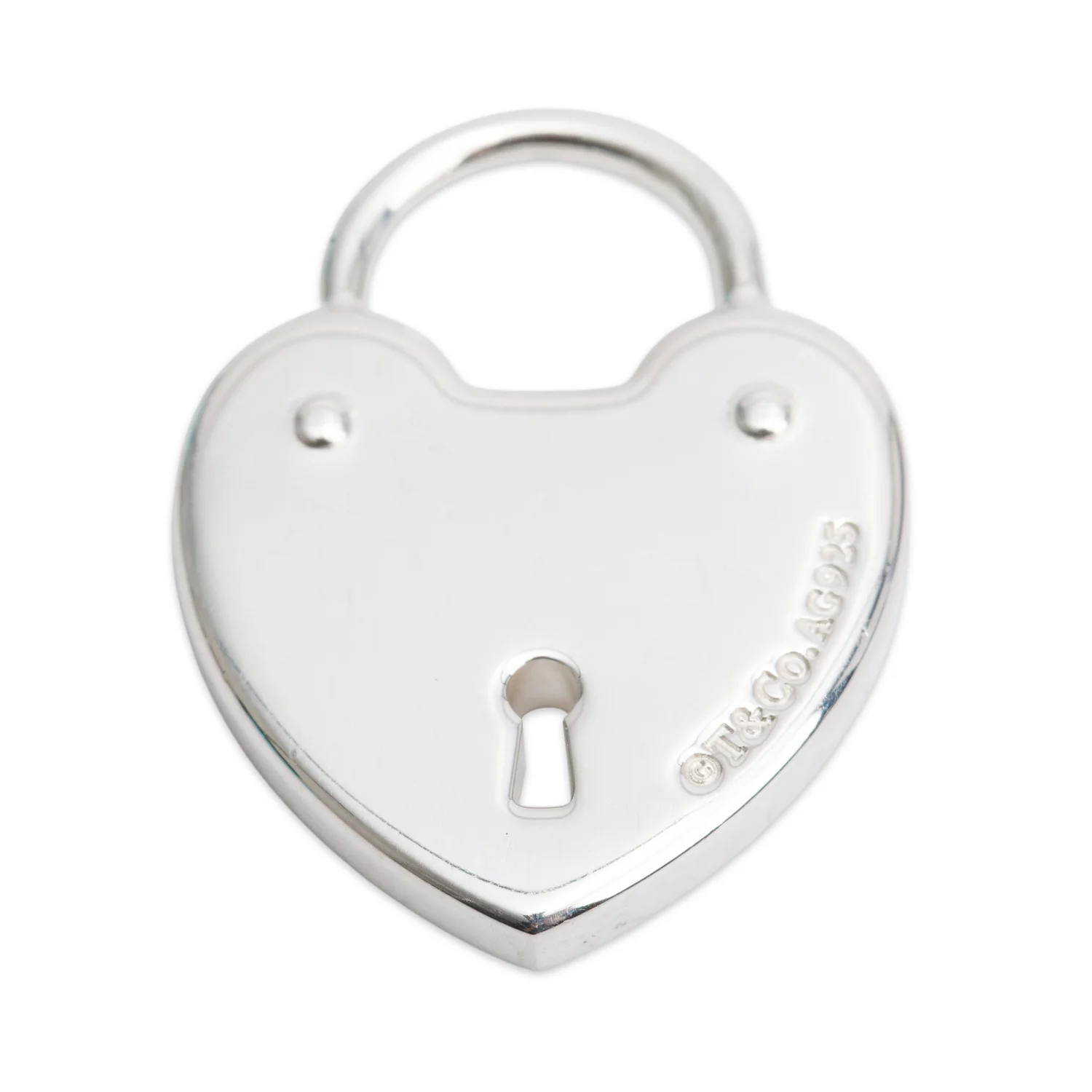 Tiffany & Co. Sterling Silver Key Hole Heart Lock Charm Pendant - Image 2