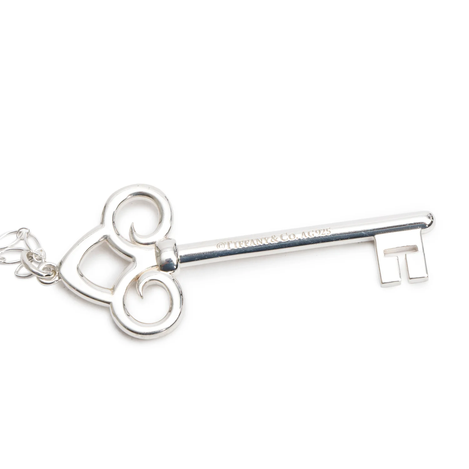 Tiffany & Co. Sterling Silver Large Fleur de Lis Key Pendant Necklace - Image 4