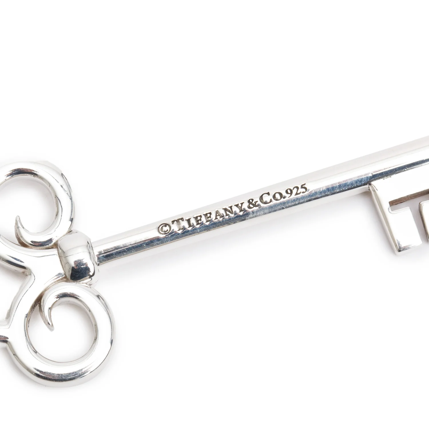 Tiffany & Co. Sterling Silver Large Fleur de Lis Key Pendant Necklace - Image 3