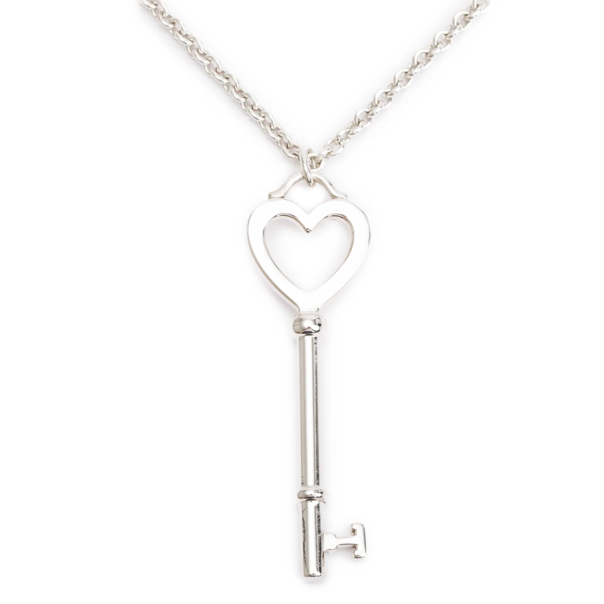 Tiffany & Co. Sterling Silver Large Heart Key Pendant Necklace - Image 3