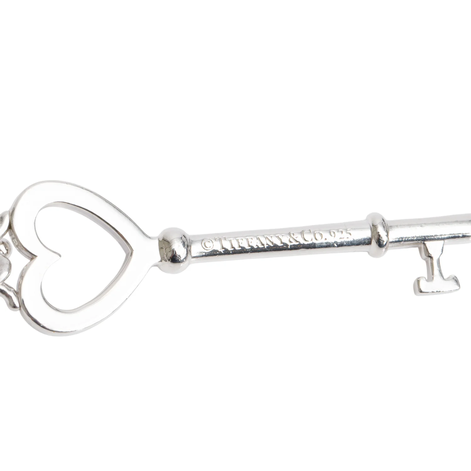 Tiffany & Co. Sterling Silver Large Heart Key Pendant on Beaded Chain Necklace - Image 3