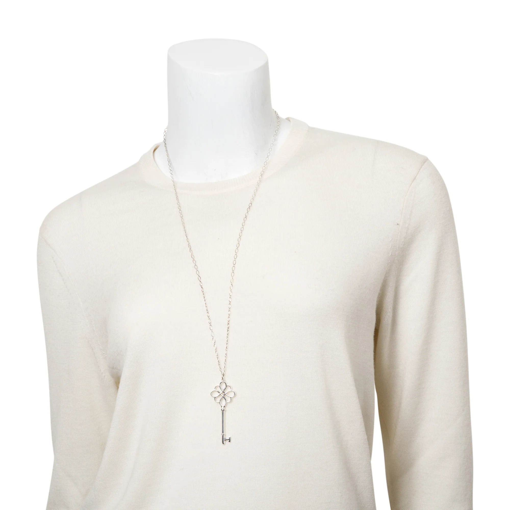 Tiffany & Co. Sterling Silver Large Love Knot Key Pendant Necklace - Image 2