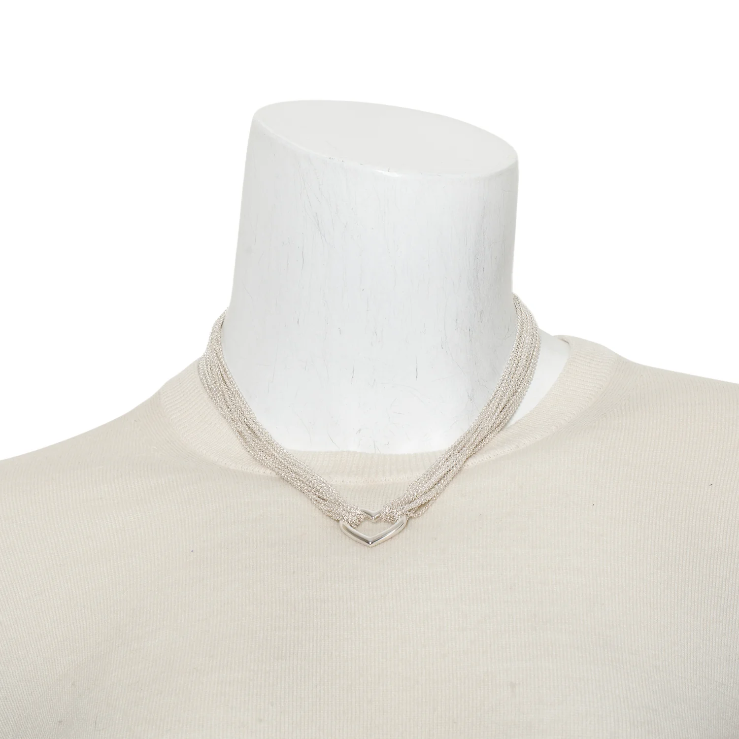 Tiffany & Co. Sterling Silver Mesh Heart Toggle Necklace - Image 2