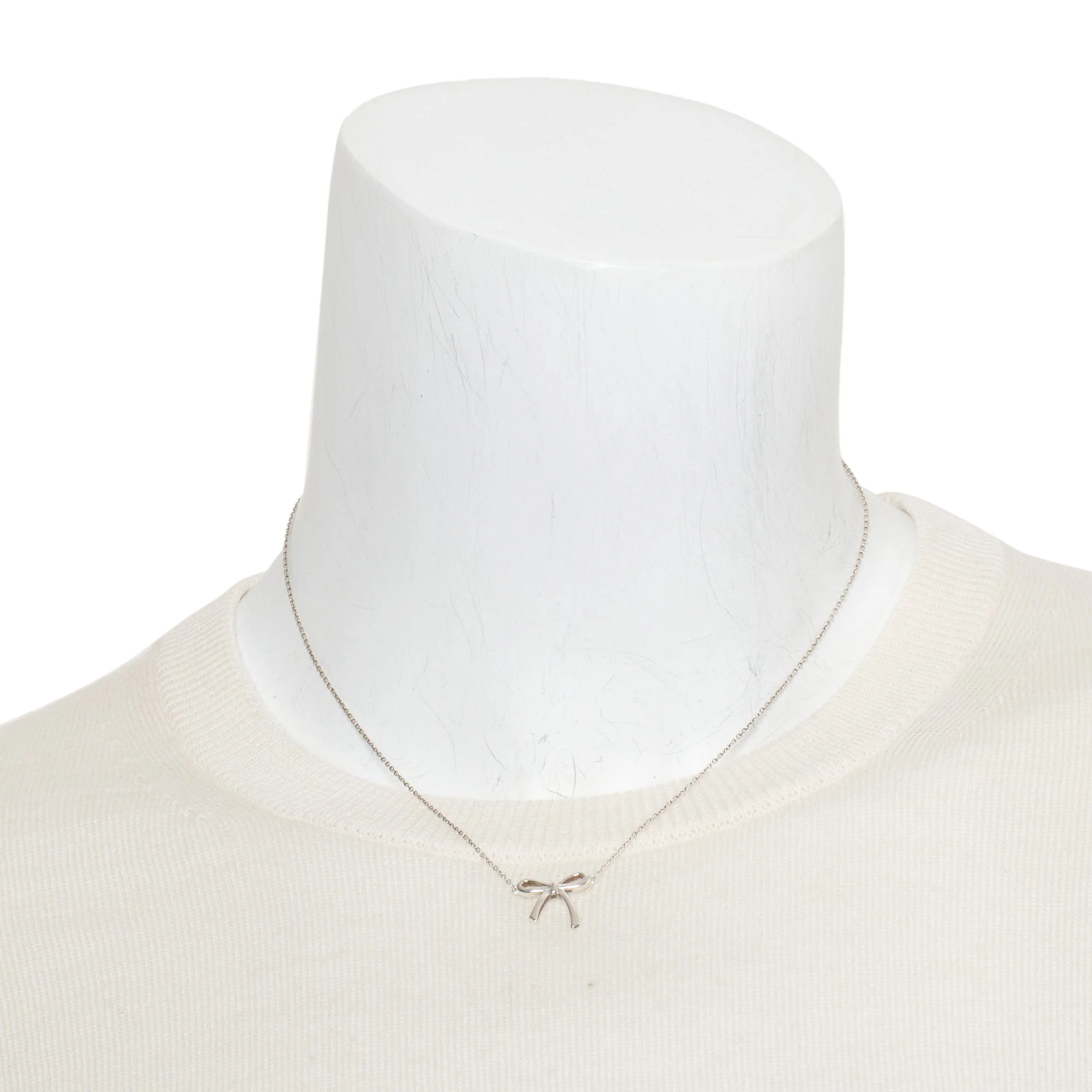 Tiffany & Co. Sterling Silver Mini Bow Pendant Necklace - Image 2