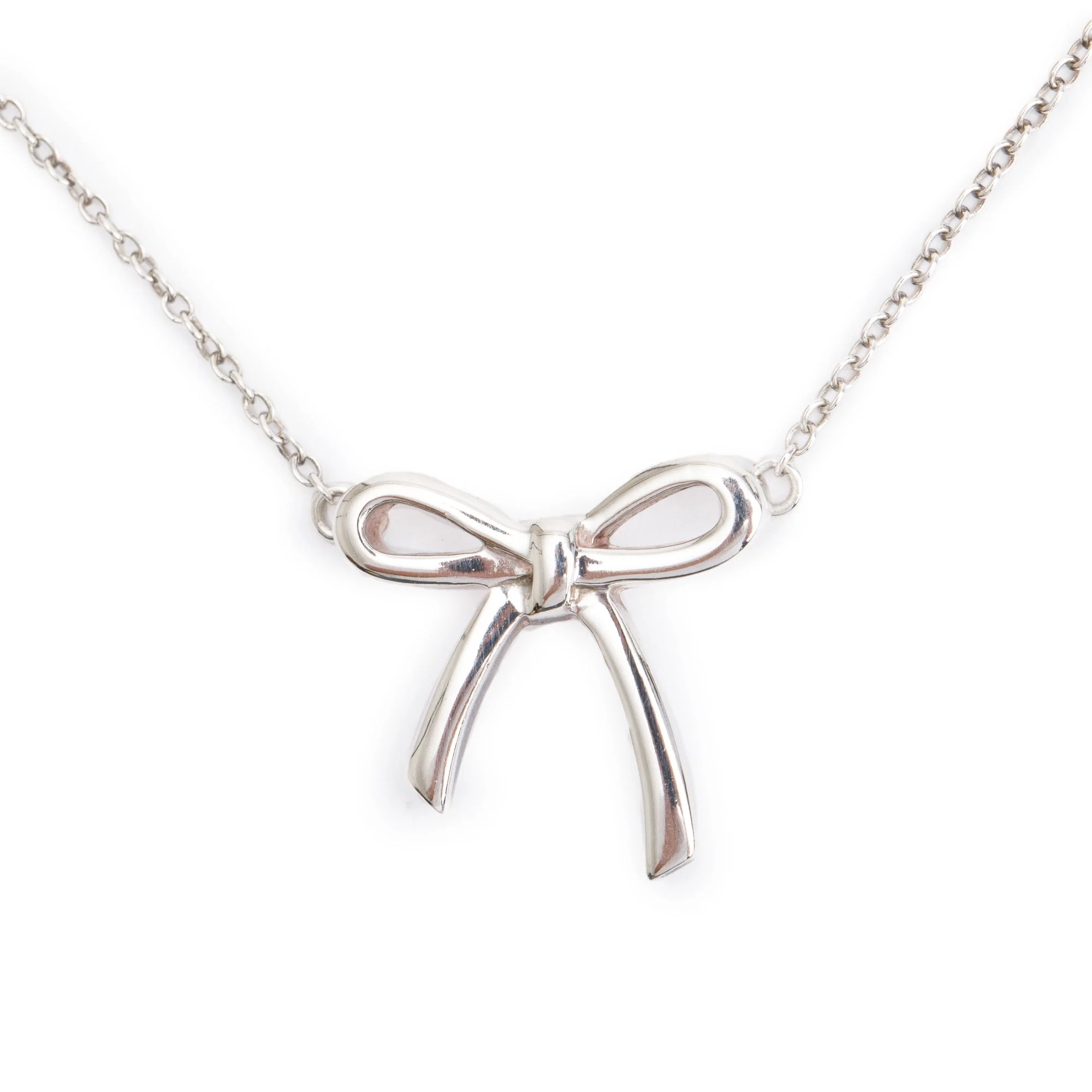 Tiffany & Co. Sterling Silver Mini Bow Pendant Necklace - Image 3