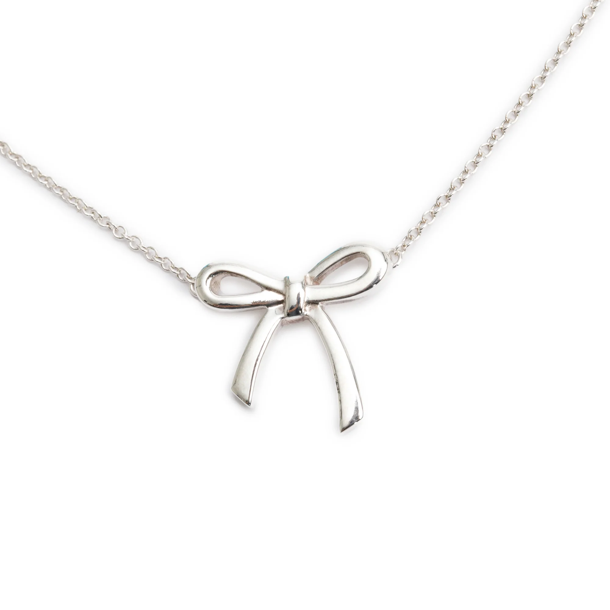 Tiffany & Co. Sterling Silver Mini Bow Pendant Necklace - Image 2