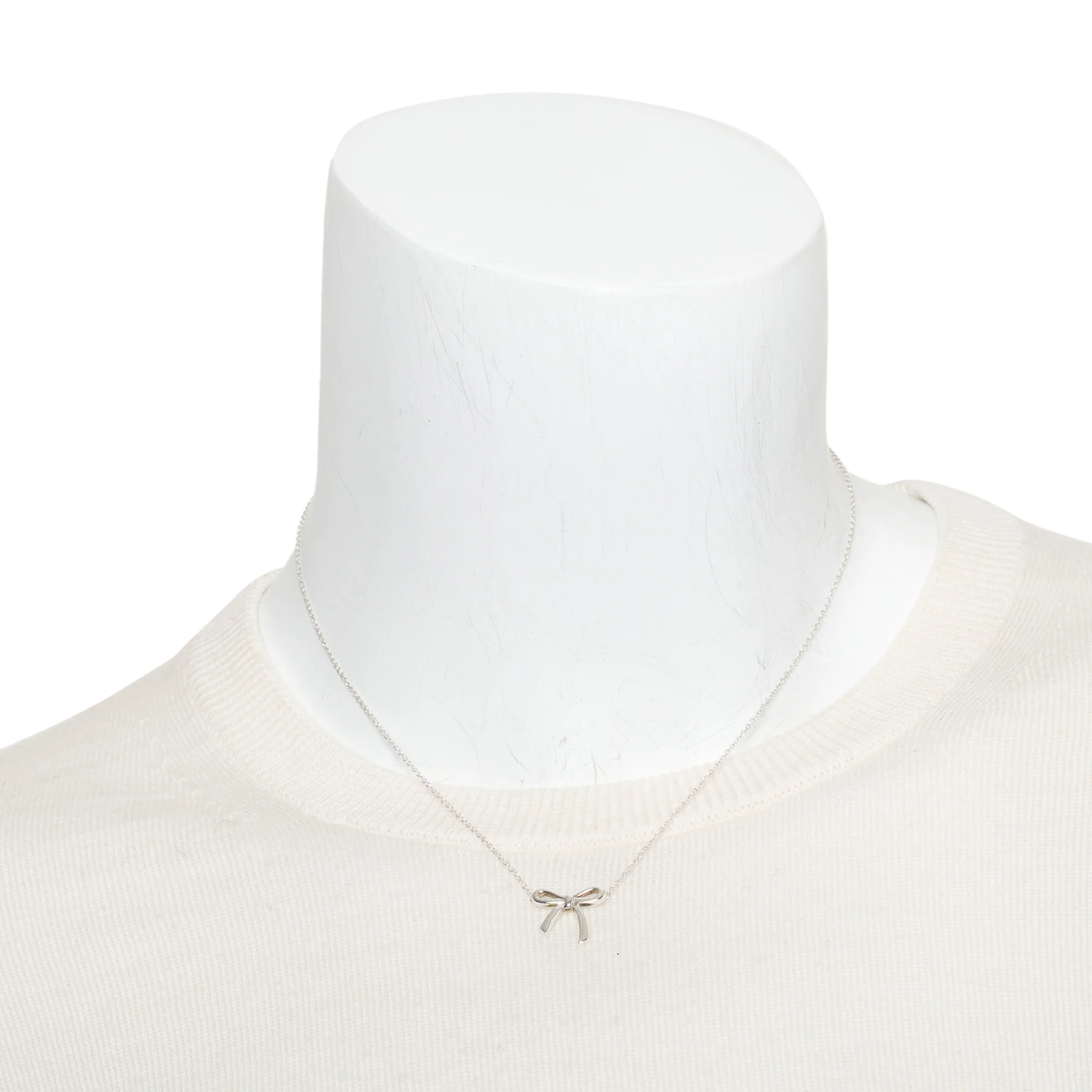 Tiffany & Co. Sterling Silver Mini Bow Pendant Necklace - Image 4