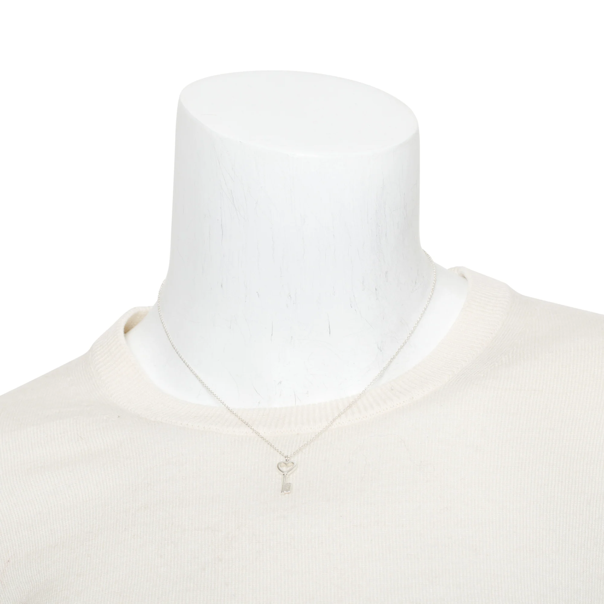 Tiffany & Co. Sterling Silver Mini Heart Key Pendant Necklace - Image 2
