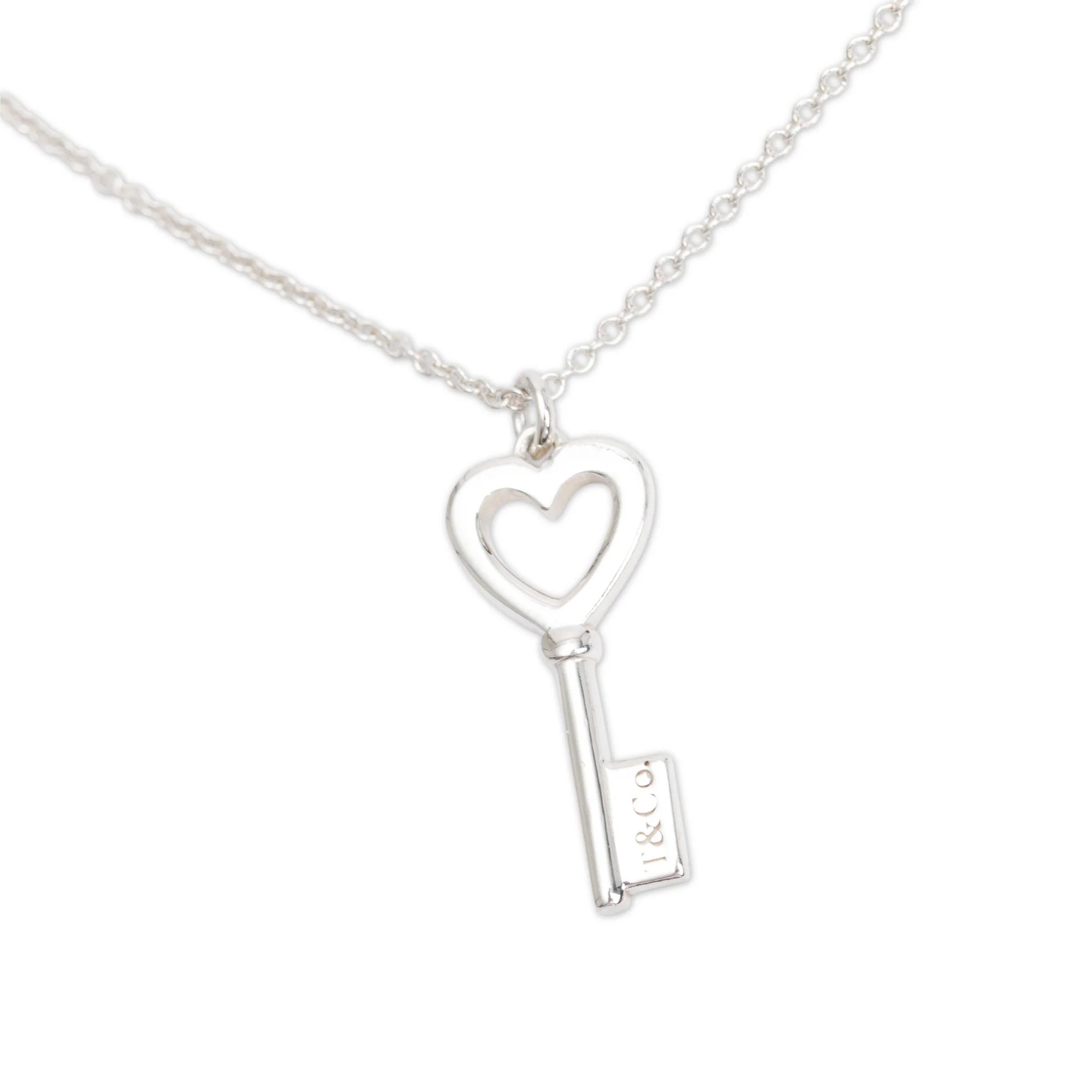 Tiffany & Co. Sterling Silver Mini Heart Key Pendant Necklace - Image 3