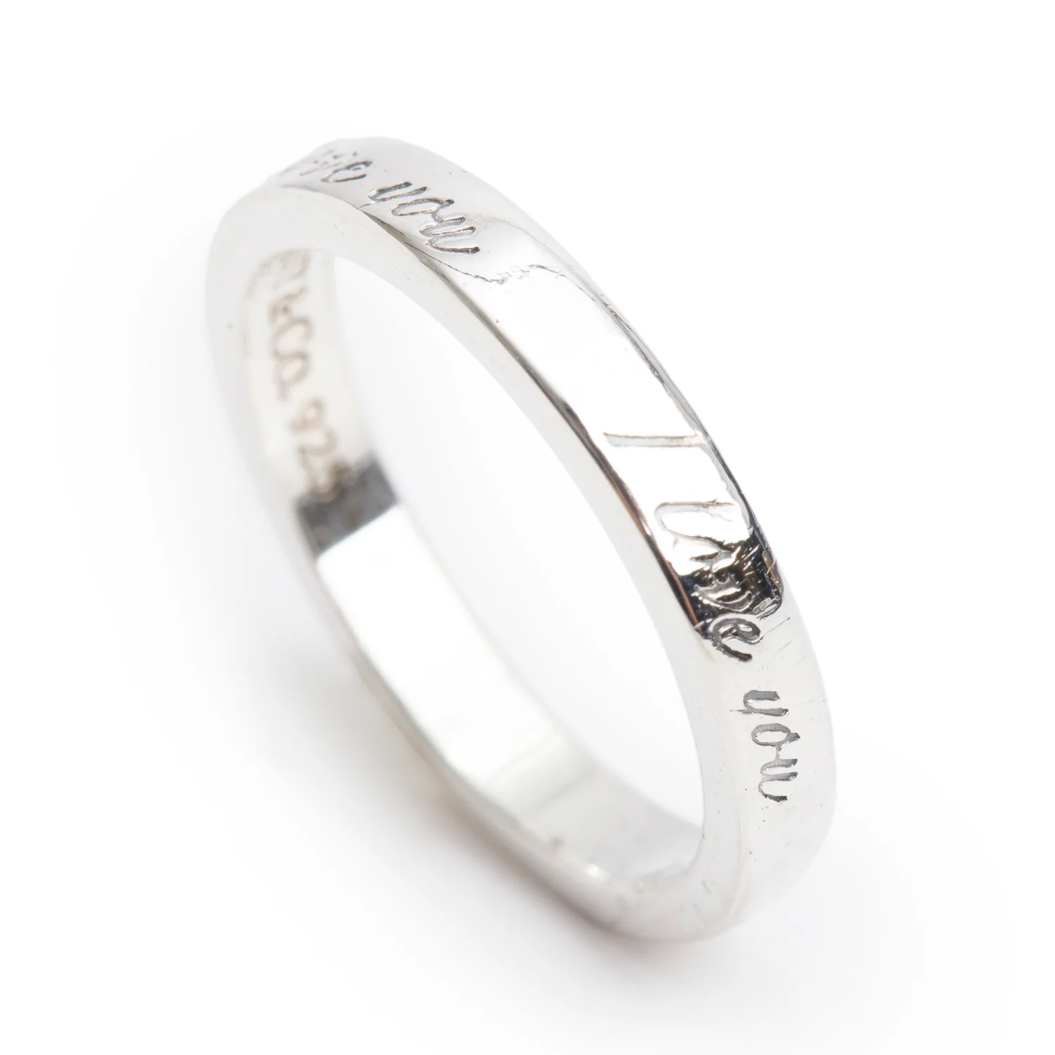 Tiffany & Co. Sterling Silver Notes "I Love You" Ring, Size 4.75 - Image 3