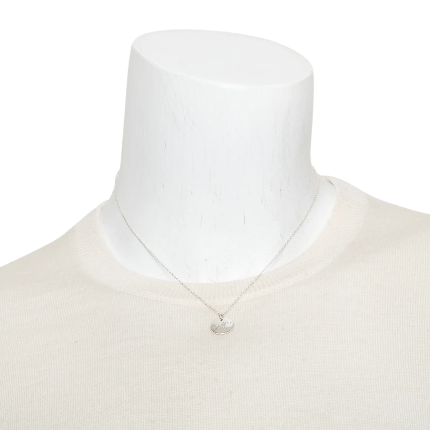 Tiffany & Co. Sterling Silver Notes Letter 'M' Disc Charm Pendant Necklace - Image 4
