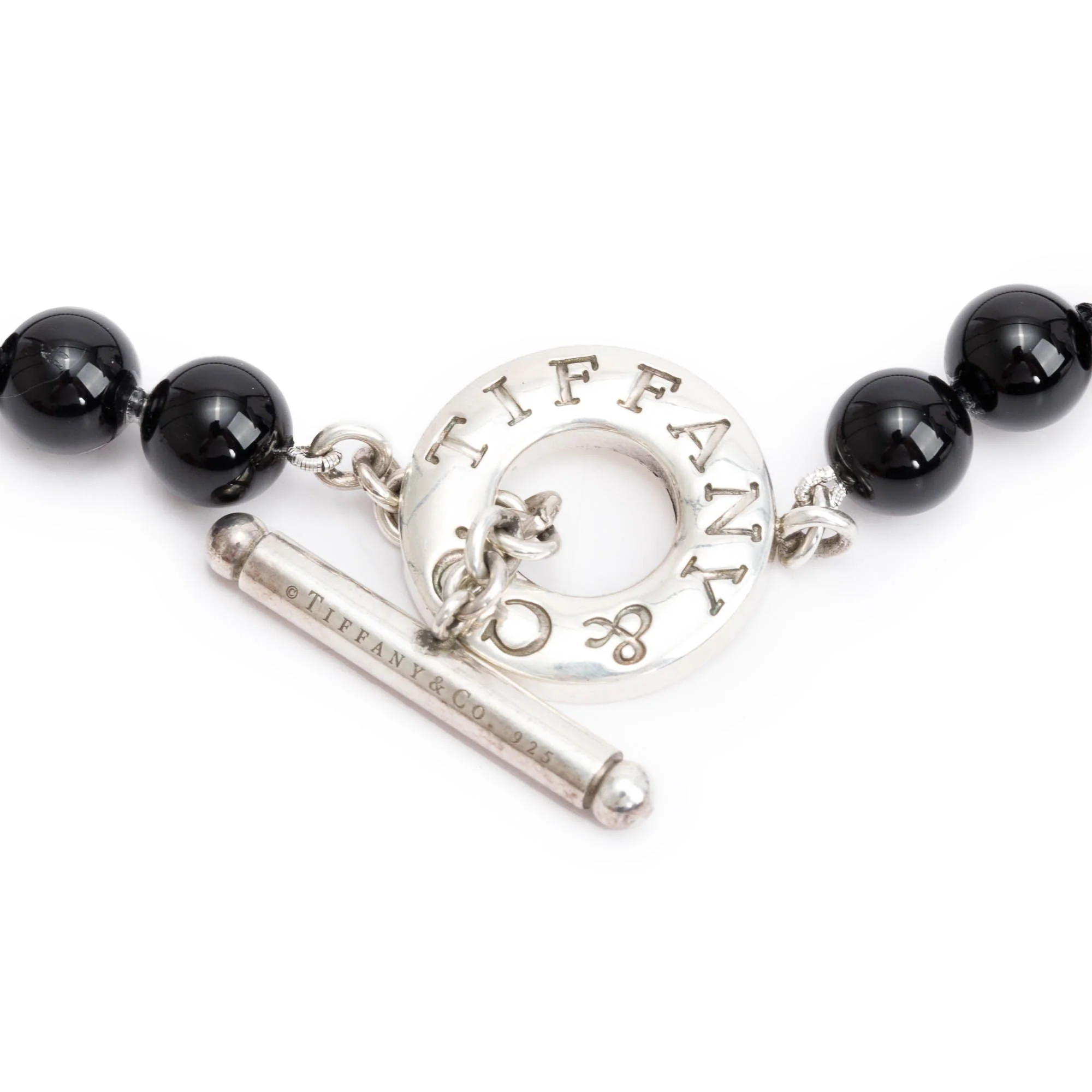 Tiffany & Co. Sterling Silver Onyx Bead Toggle Necklace - Image 3