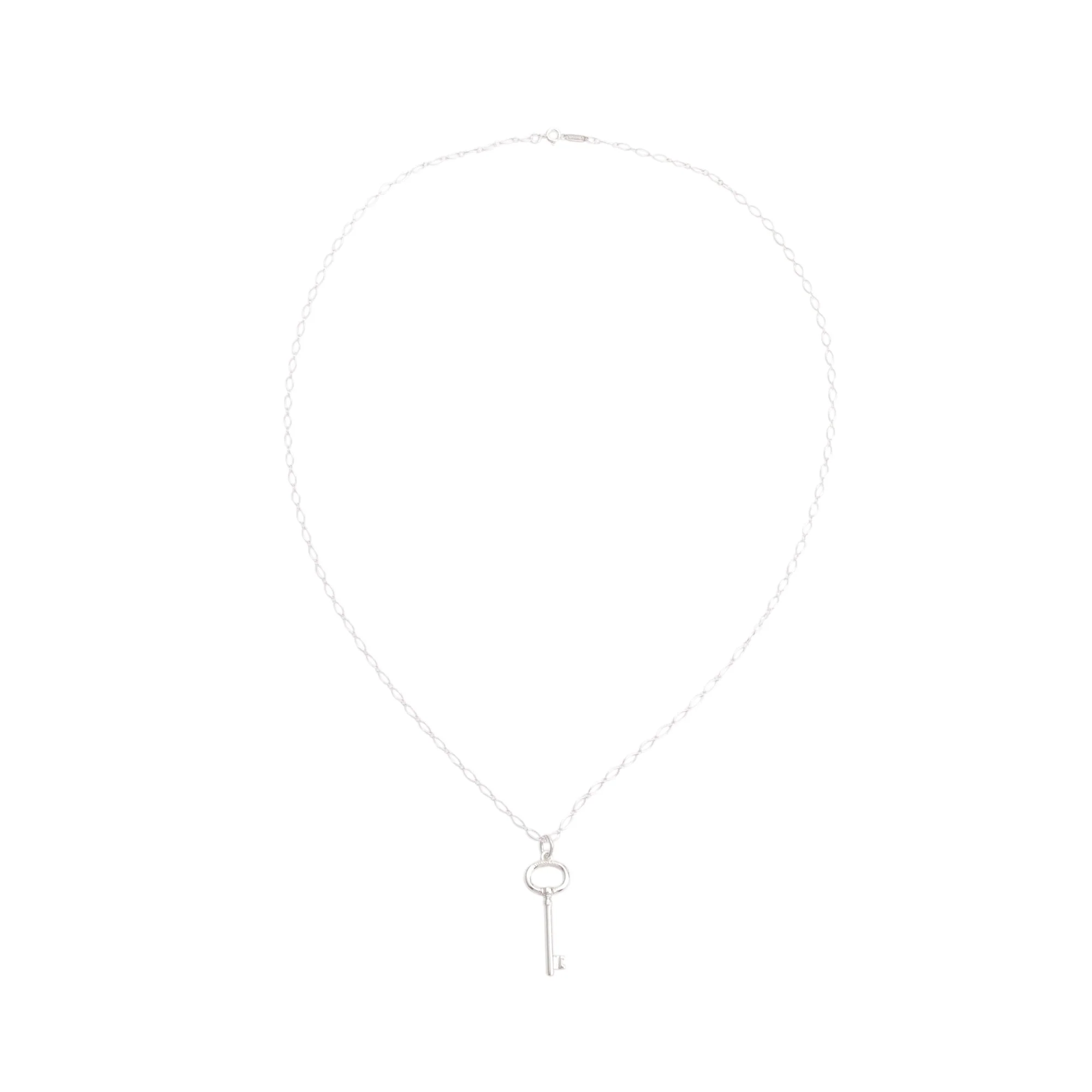Tiffany & Co. Sterling Silver Oval Key Pendant Necklace