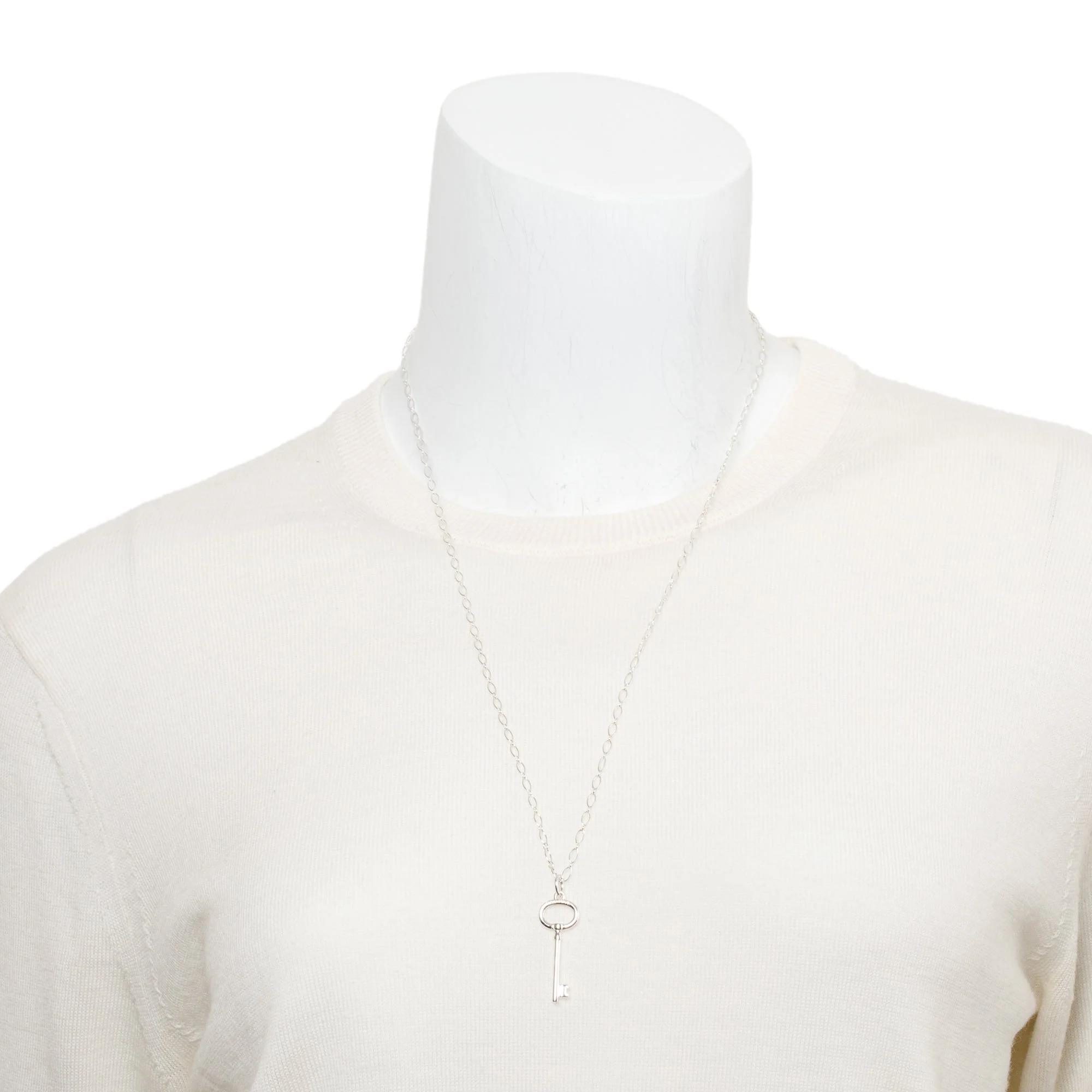 Tiffany & Co. Sterling Silver Oval Key Pendant Necklace - Image 2