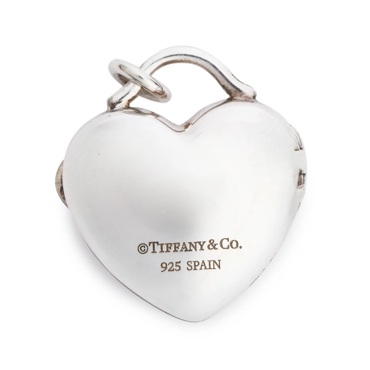 Tiffany & Co. Sterling Silver Puffed Heart Locket Charm Pendant - Image 2
